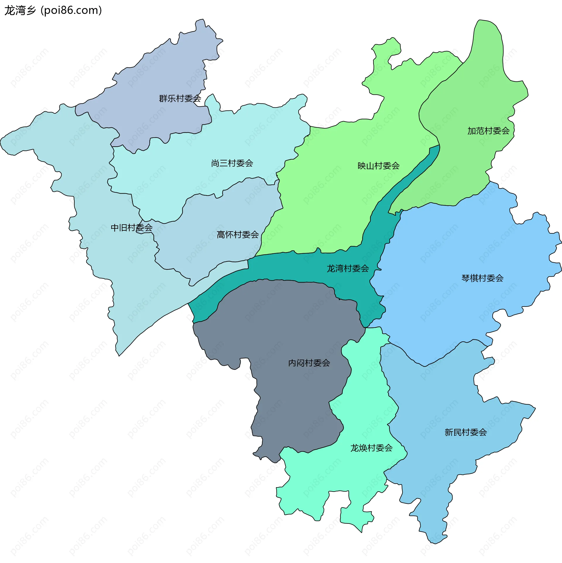 龙湾乡边界地图(五级行政区划)