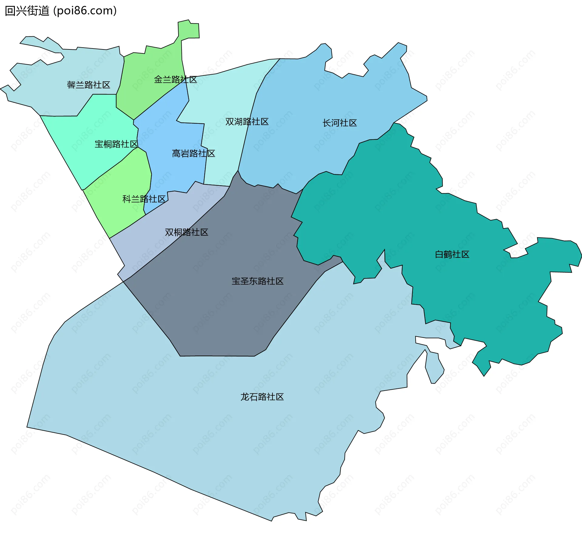回兴街道边界地图(五级行政区划)