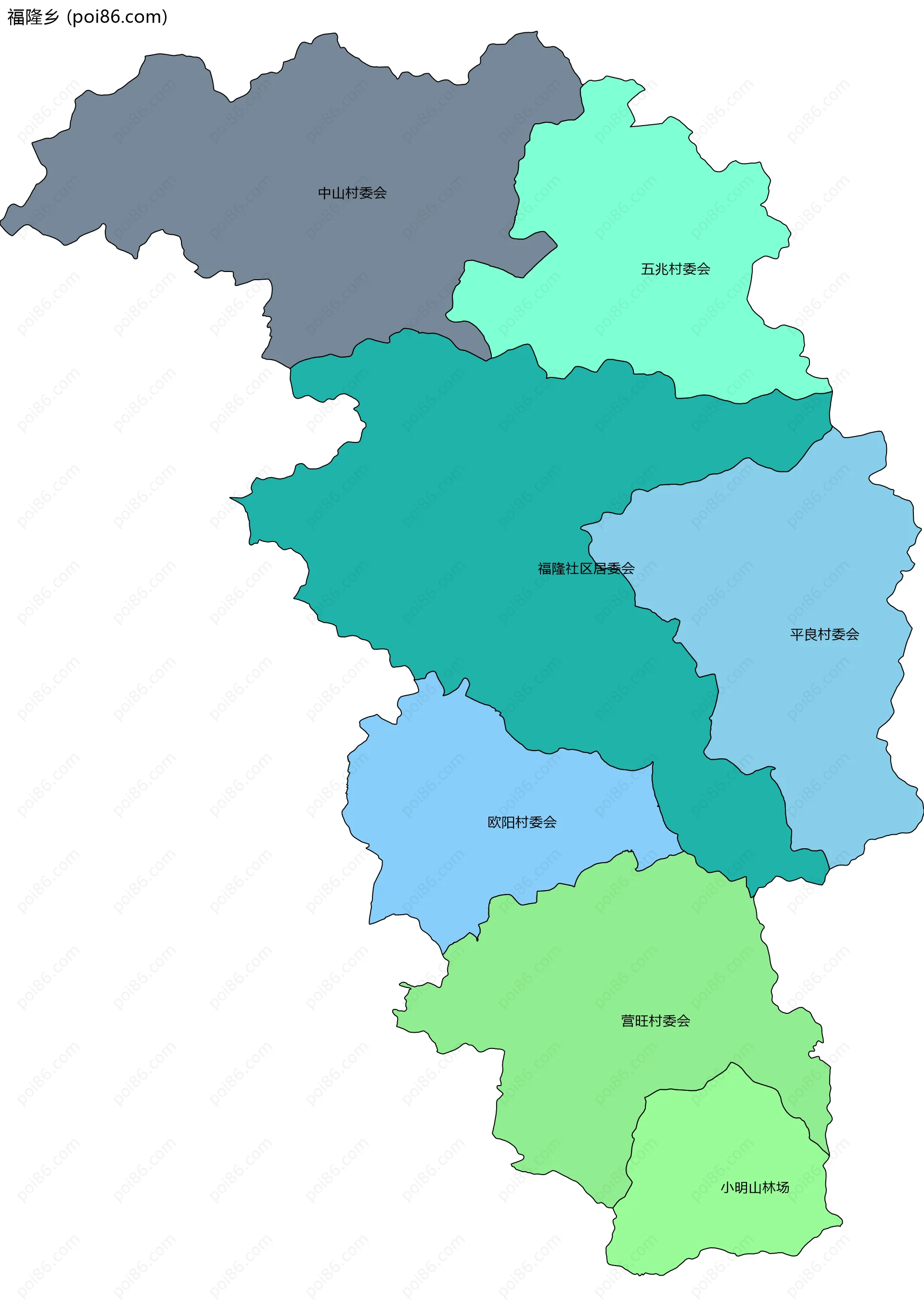福隆乡边界地图(五级行政区划)