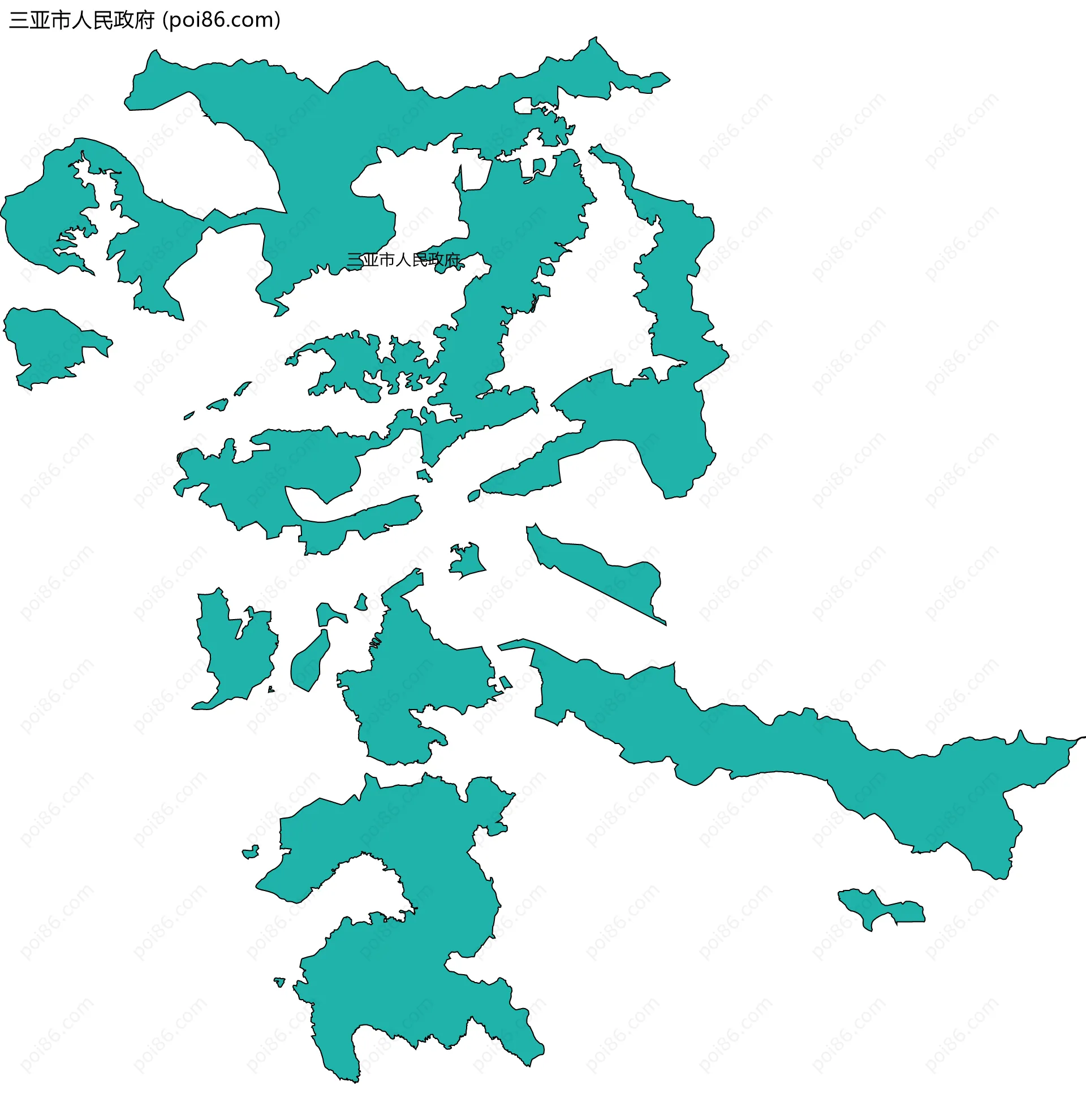 三亚市人民政府边界地图