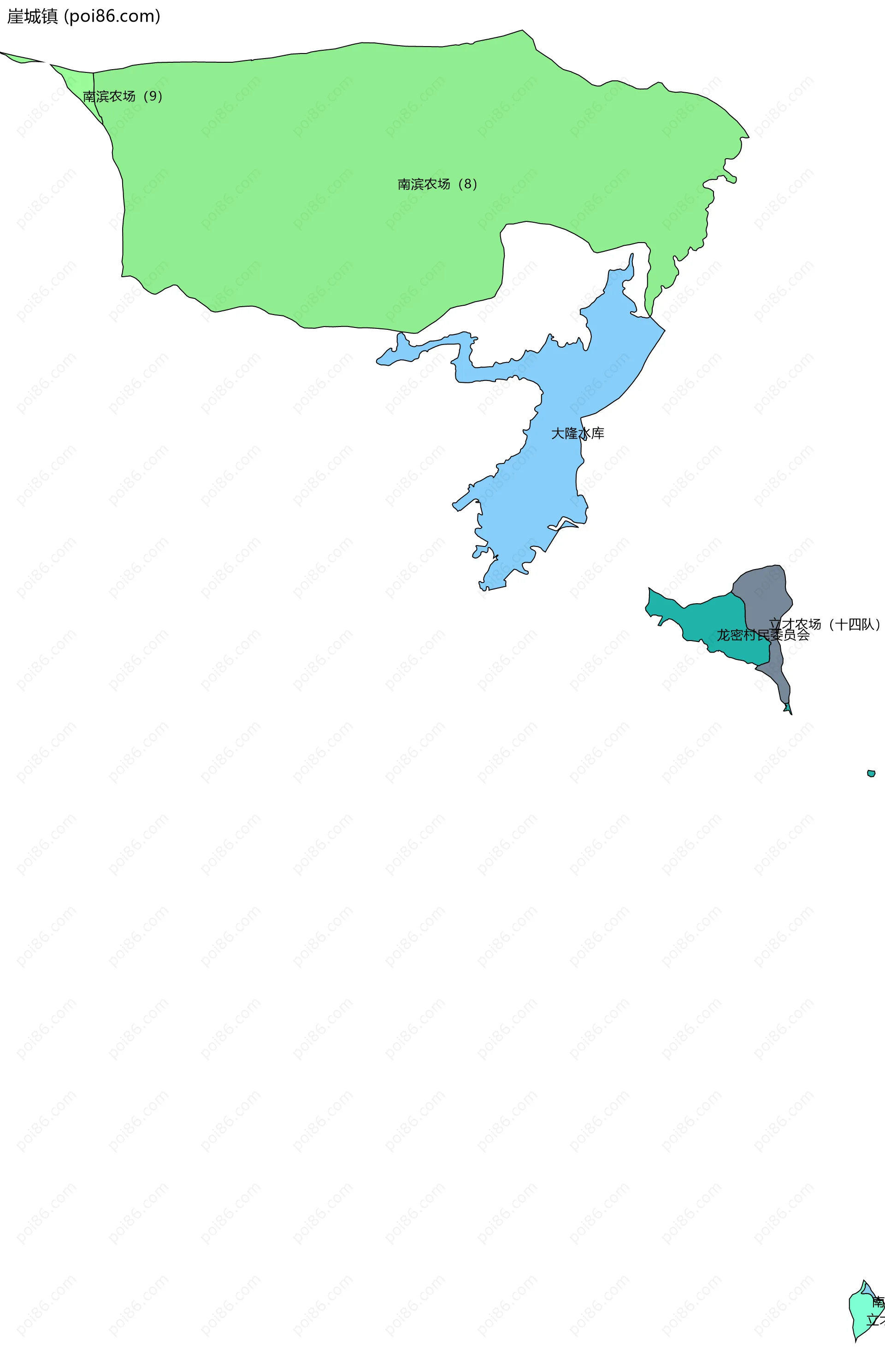 崖城镇边界地图(五级行政区划)