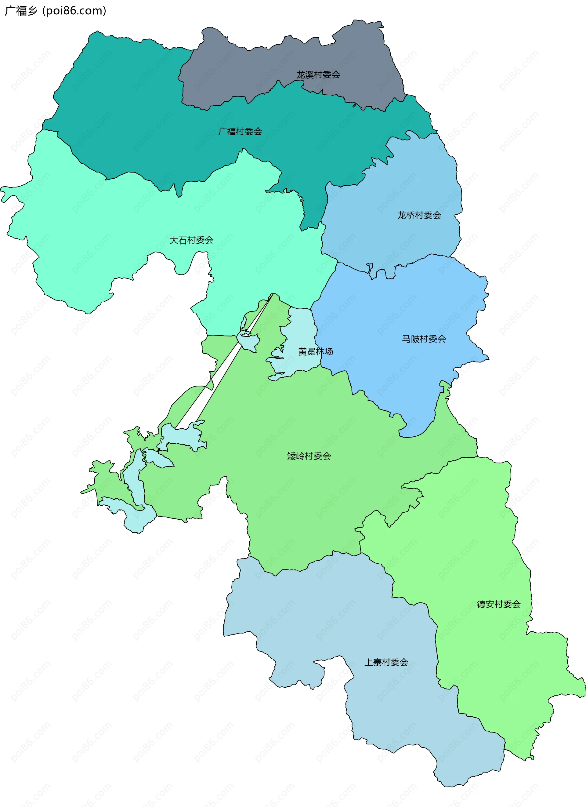 广福乡边界地图(五级行政区划)