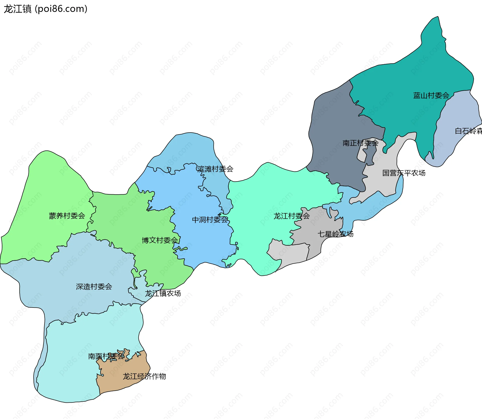 龙江镇边界地图(五级行政区划)