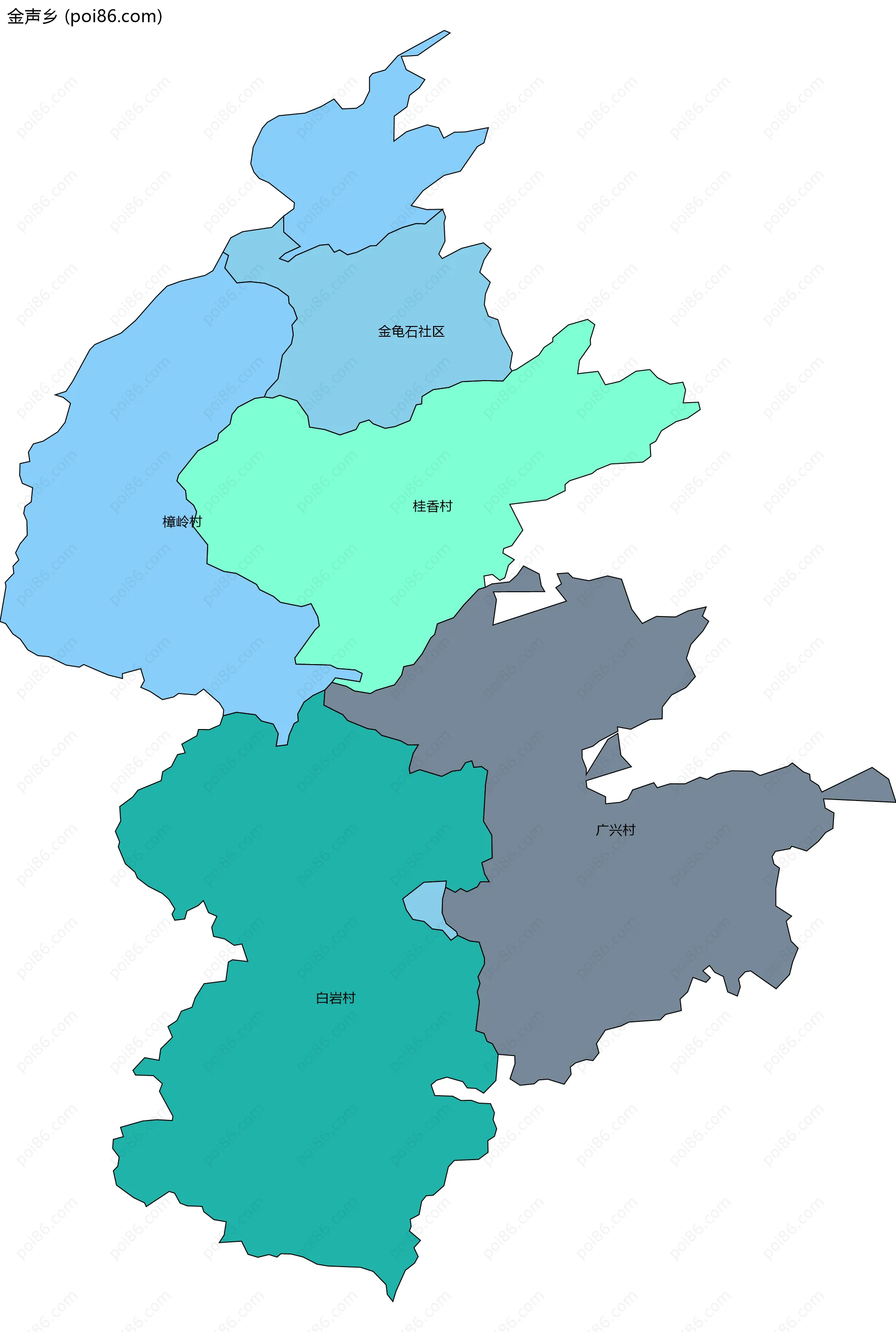 金声乡边界地图(五级行政区划)