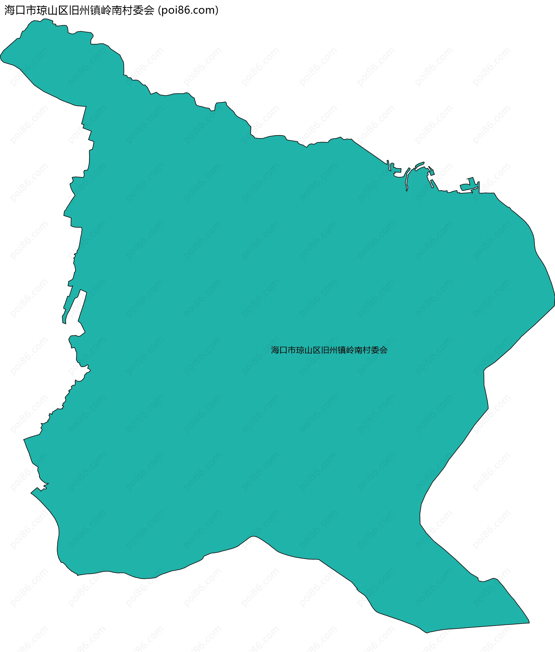海口市琼山区旧州镇岭南村委会边界地图