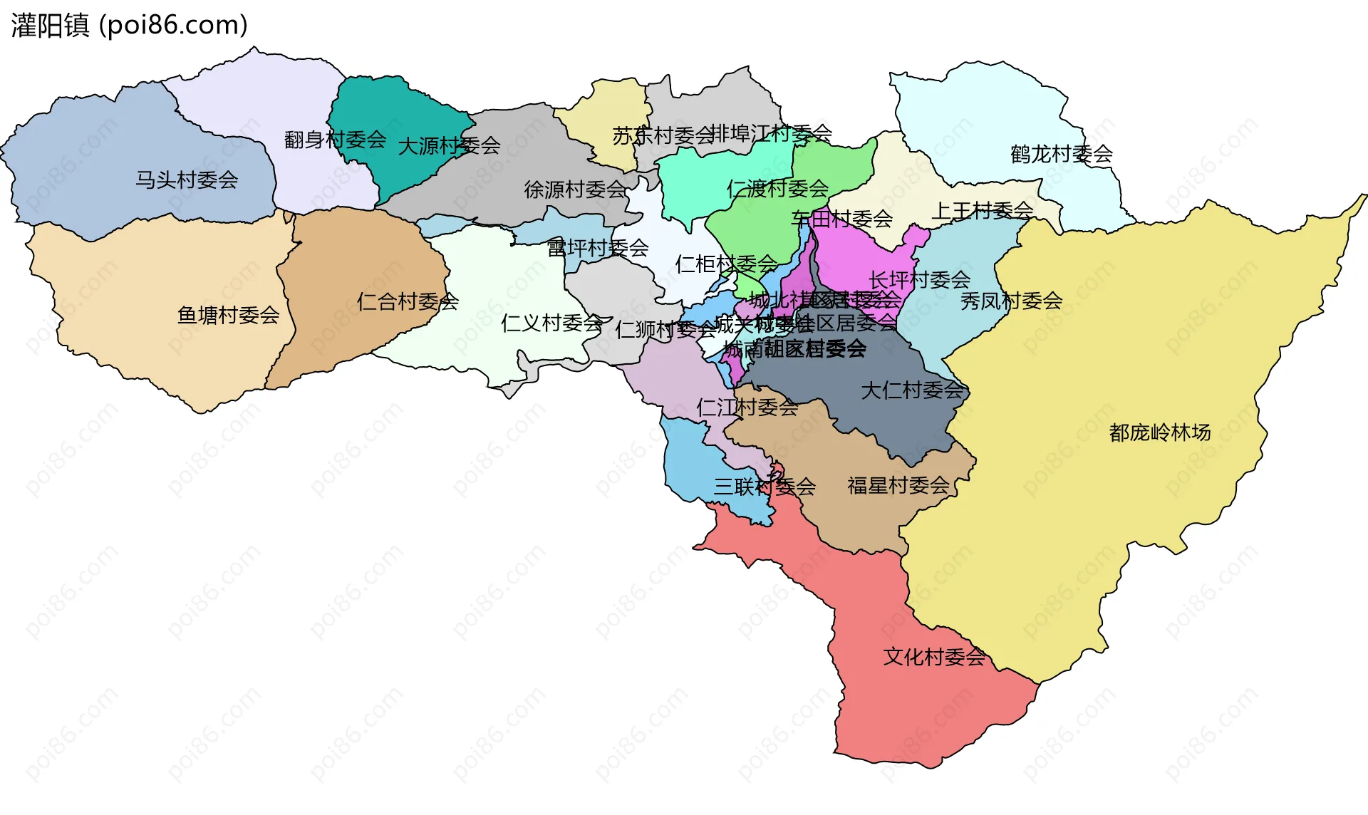 灌阳镇边界地图(五级行政区划)