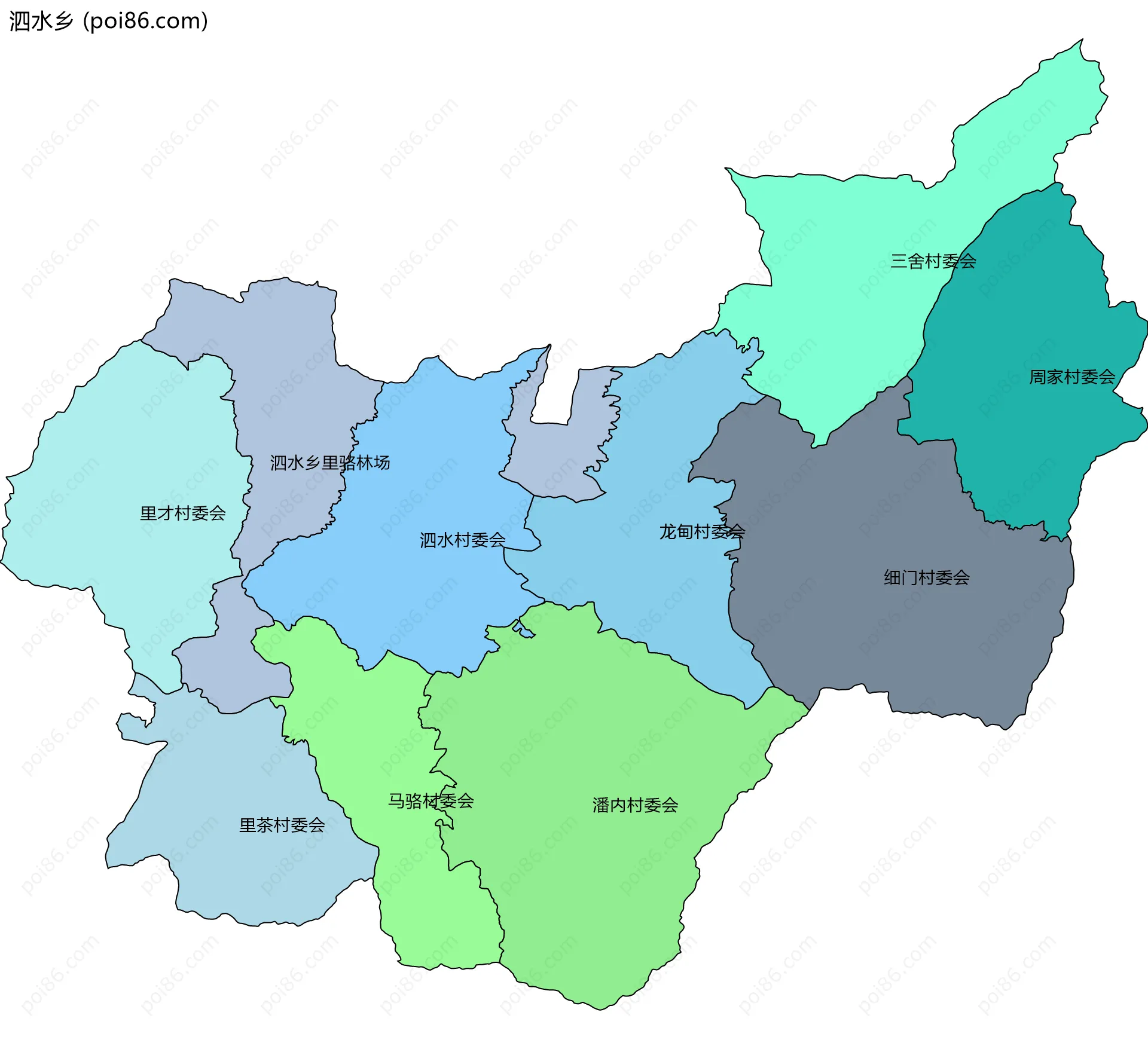 泗水乡边界地图(五级行政区划)