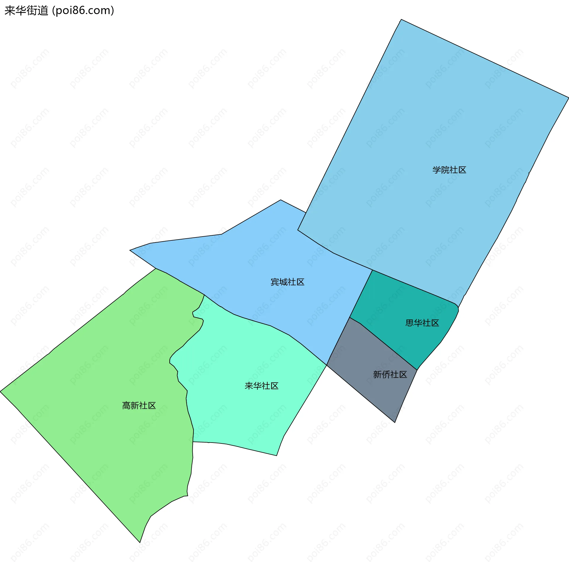 来华街道边界地图(五级行政区划)