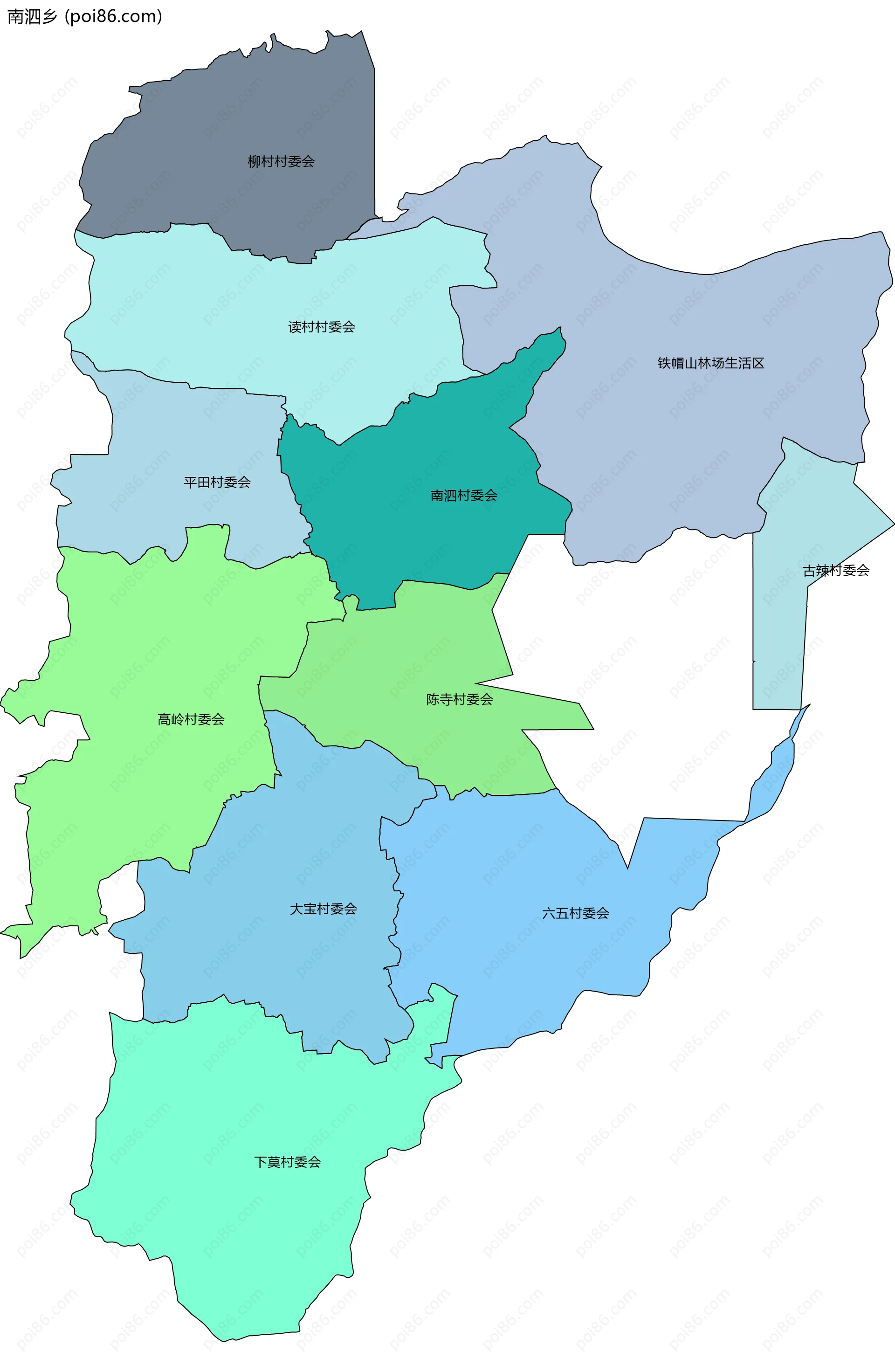 南泗乡边界地图(五级行政区划)