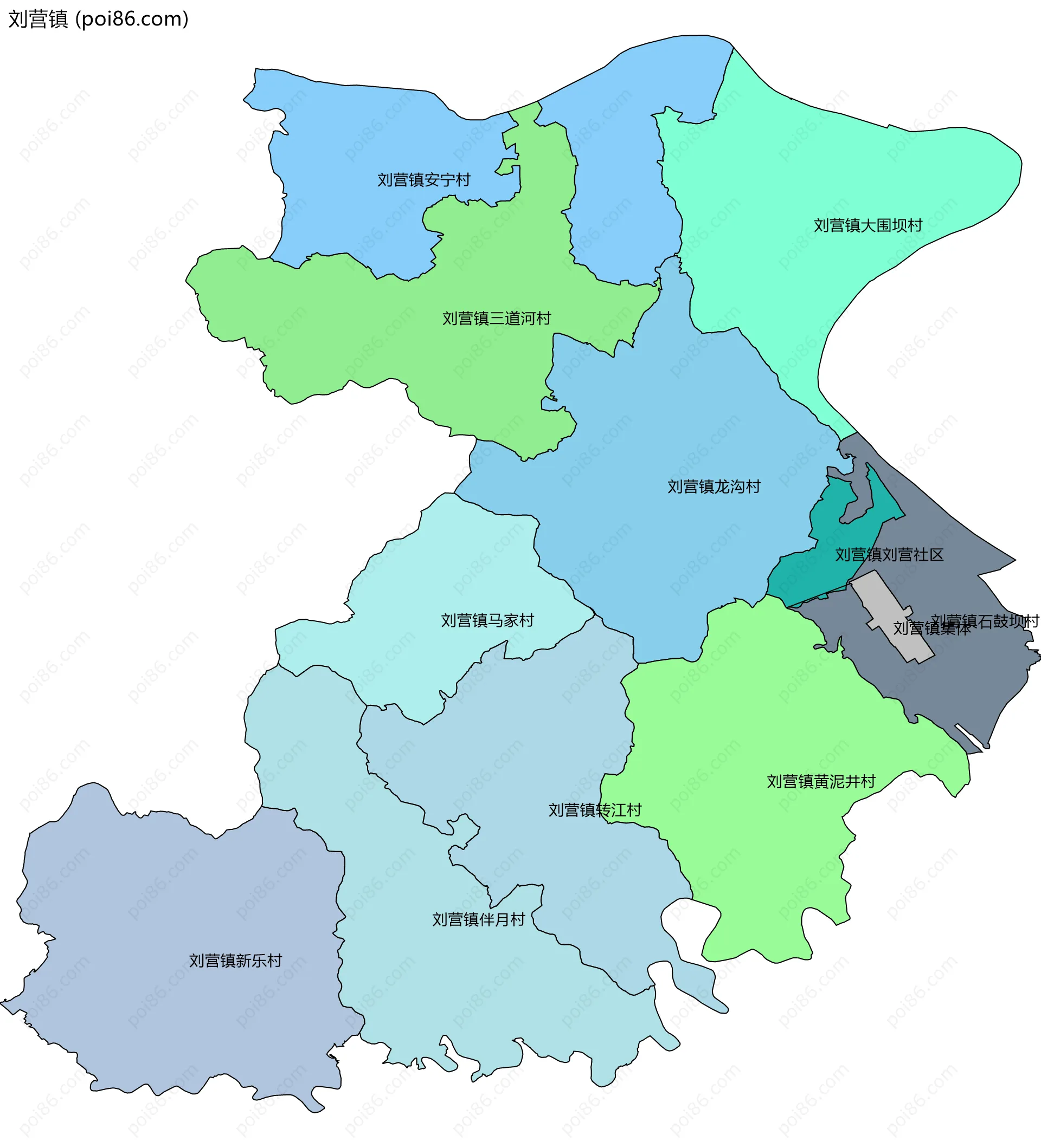 刘营镇边界地图(五级行政区划)