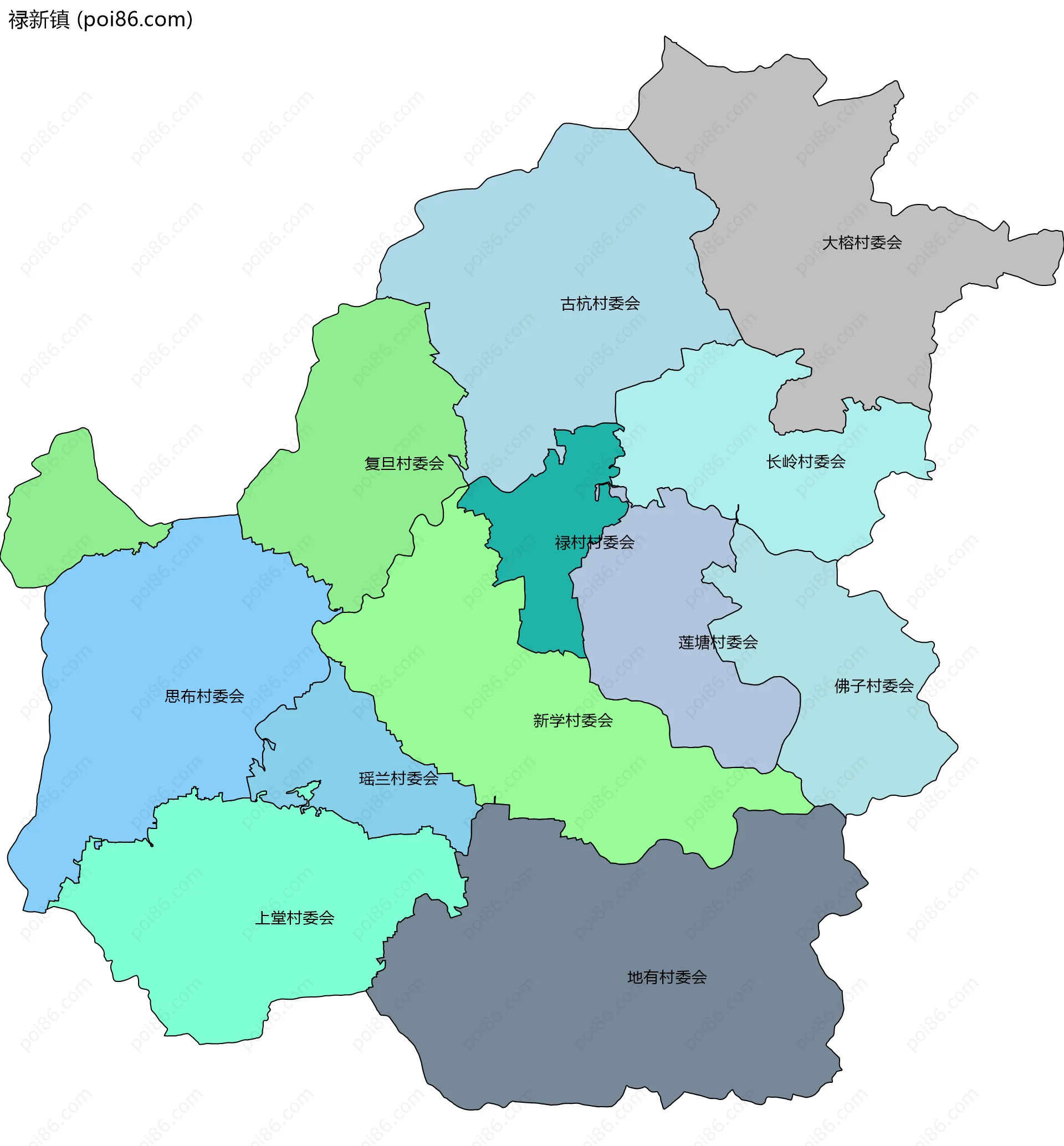 禄新镇边界地图(五级行政区划)