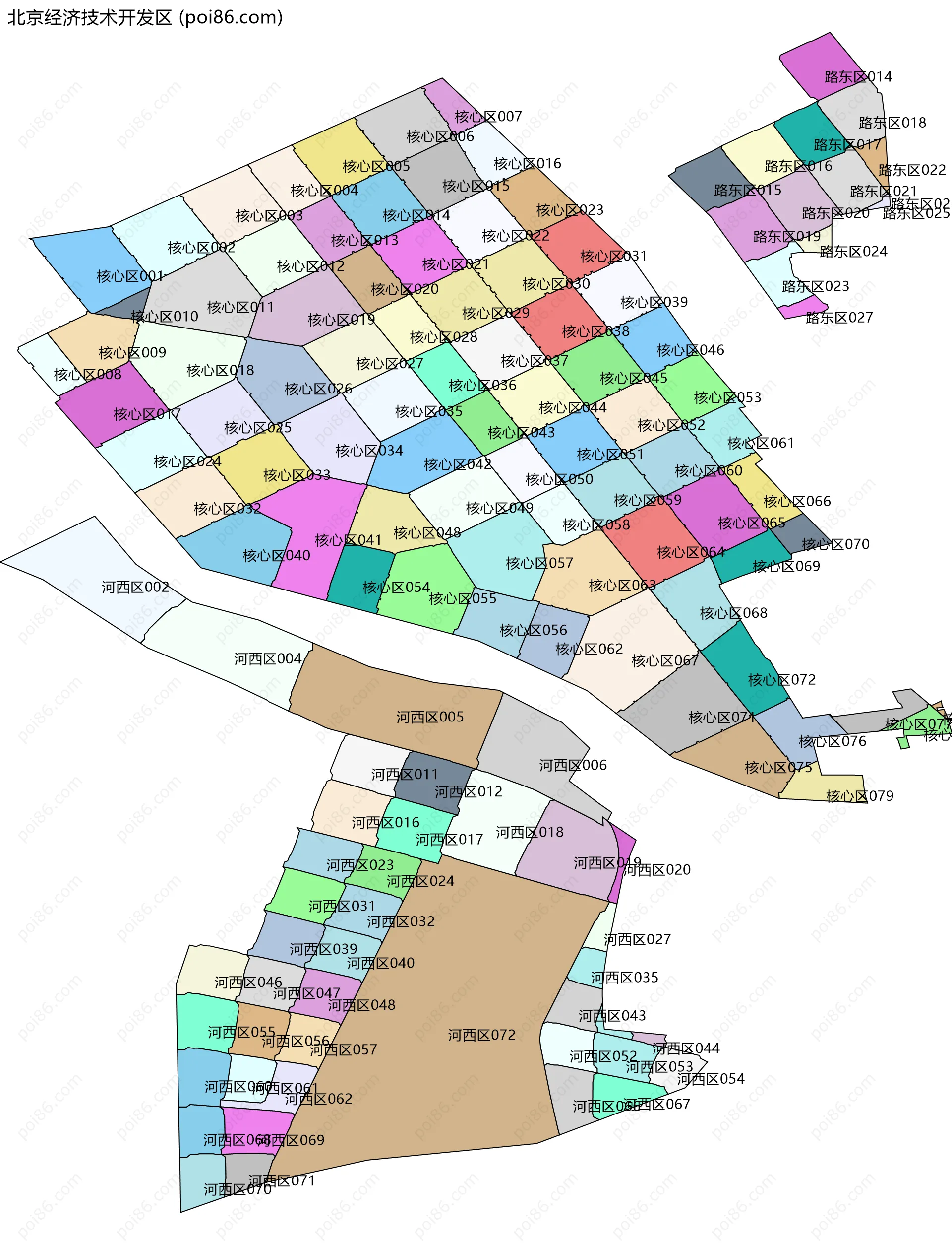 北京经济技术开发区边界地图(五级行政区划)