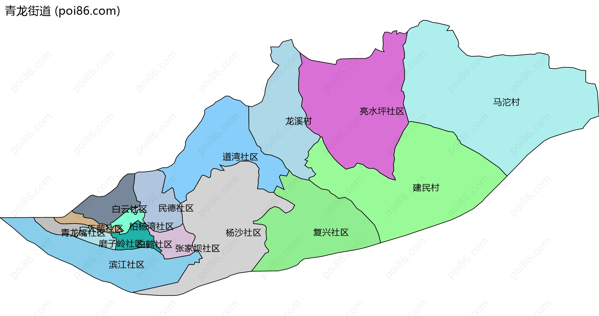 青龙街道边界地图(五级行政区划)