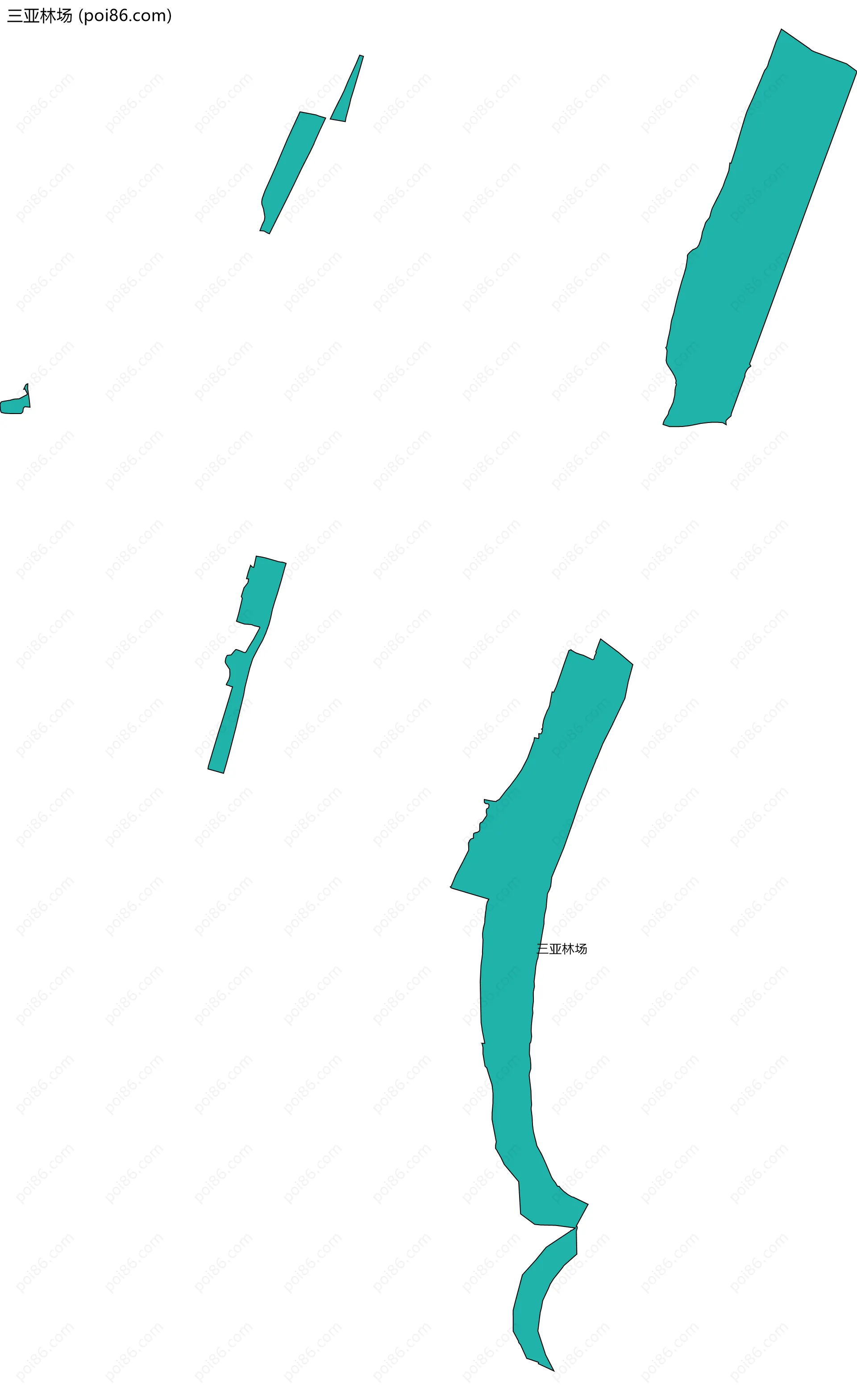 三亚林场边界地图(五级行政区划)