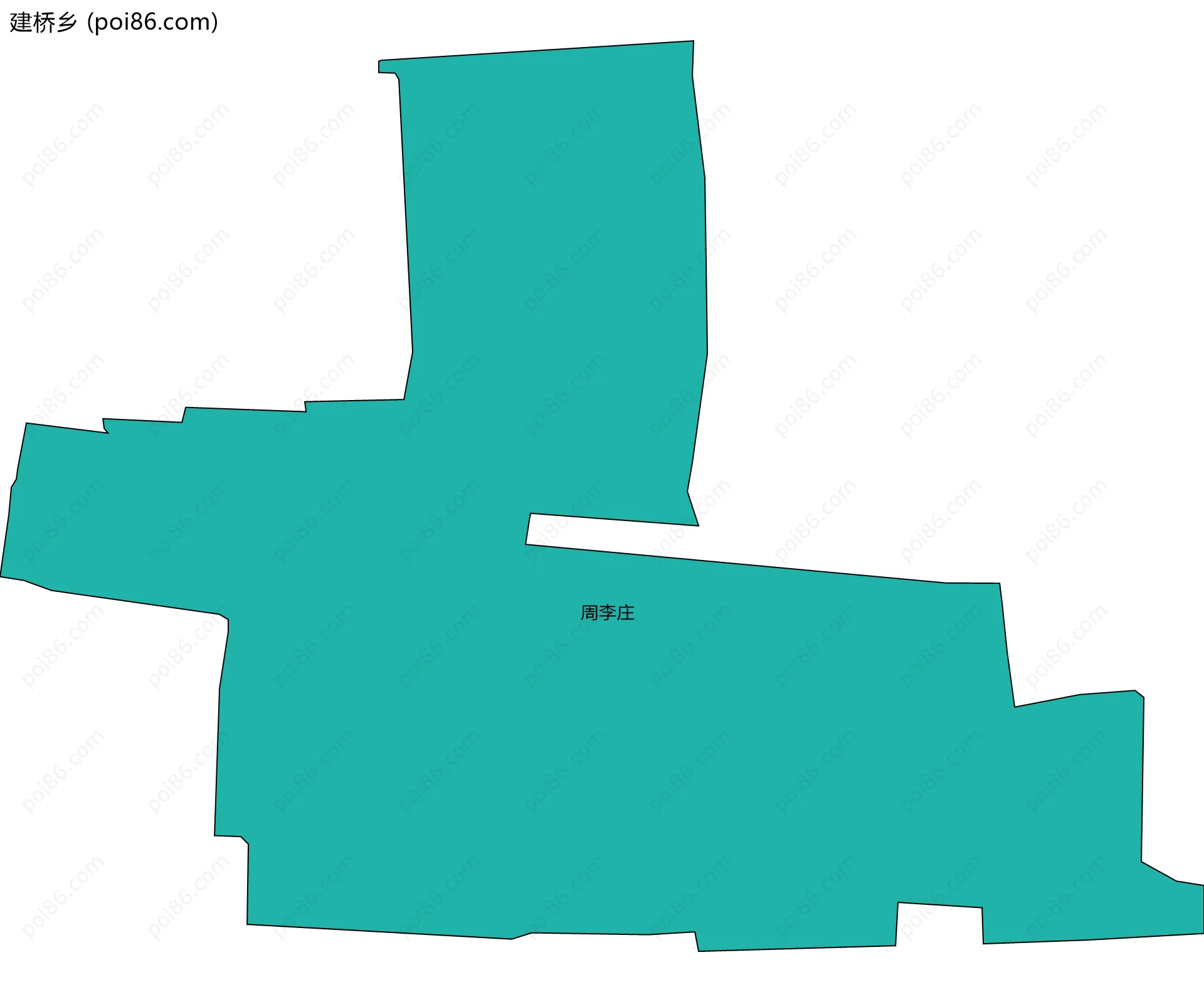 建桥乡边界地图(五级行政区划)