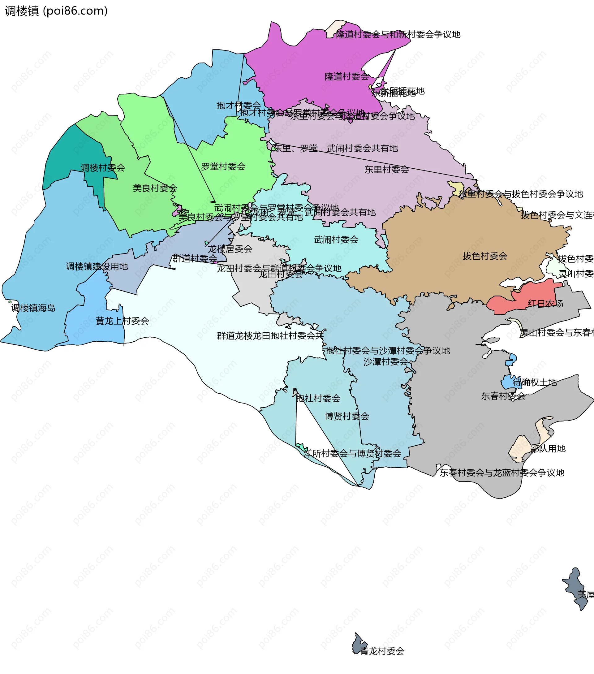 调楼镇边界地图(五级行政区划)