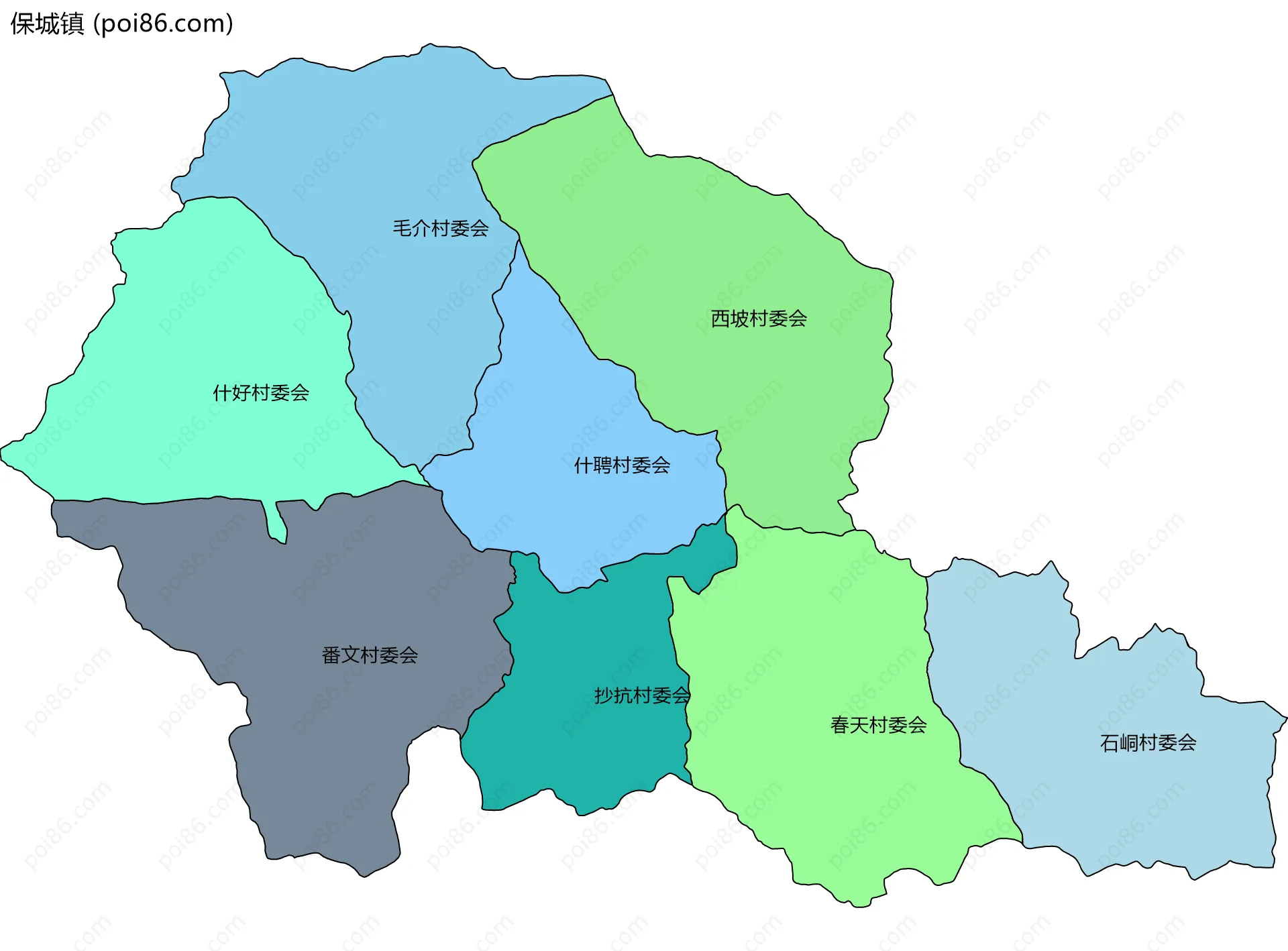 保城镇边界地图(五级行政区划)