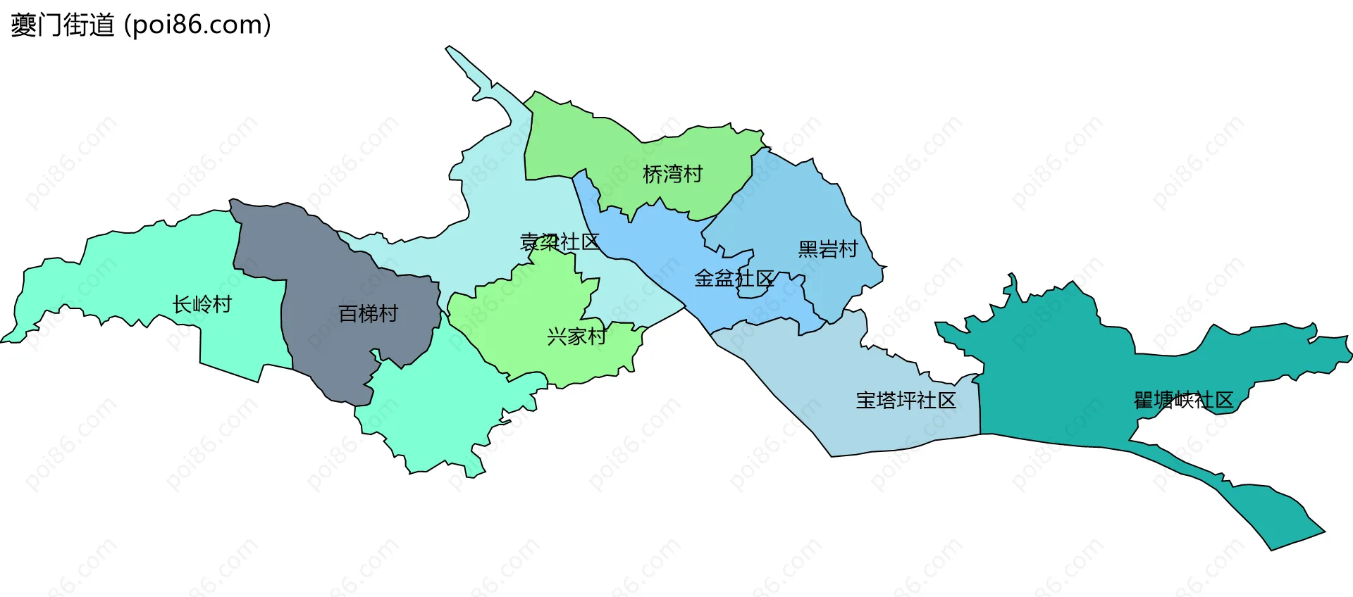 夔门街道边界地图(五级行政区划)