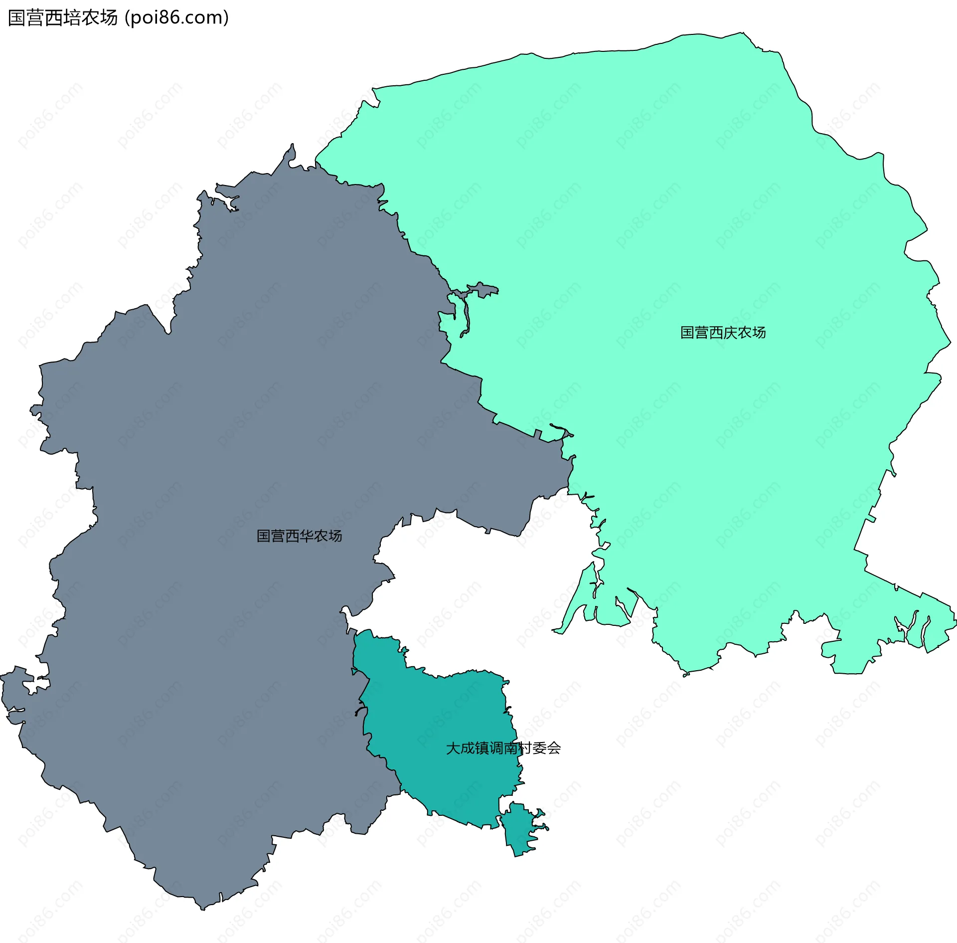 国营西培农场边界地图(五级行政区划)