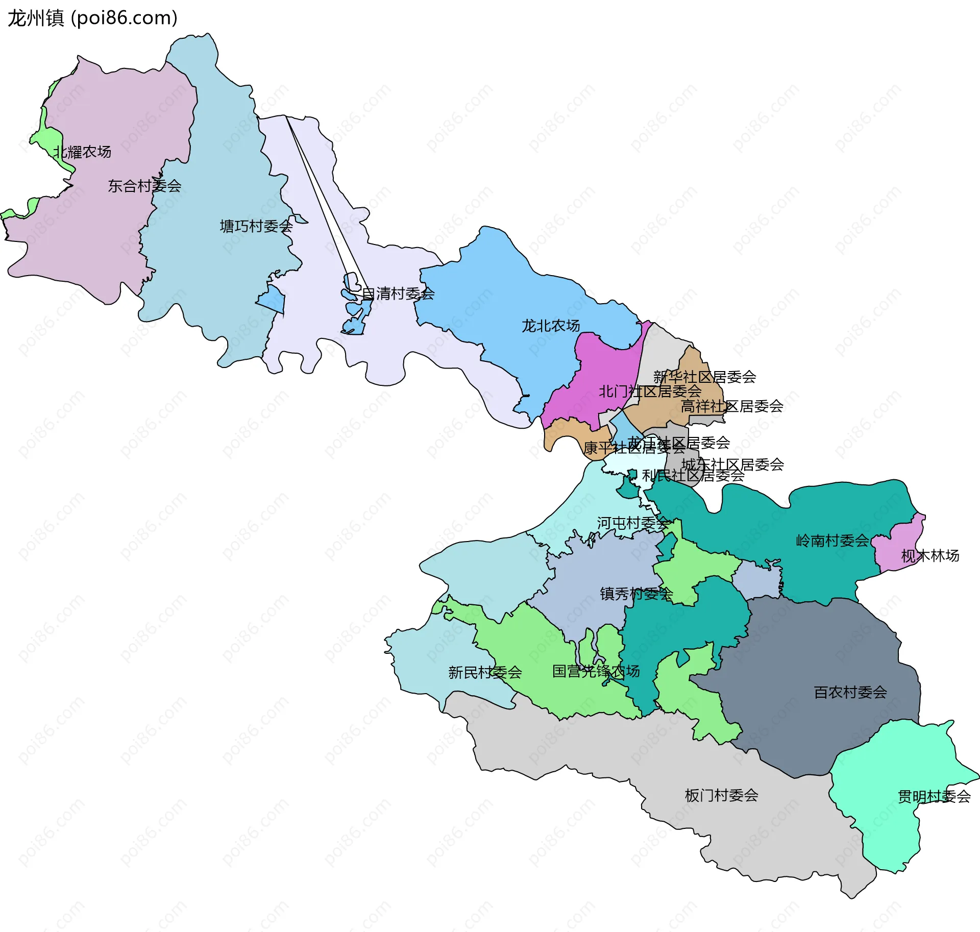 龙州镇边界地图(五级行政区划)