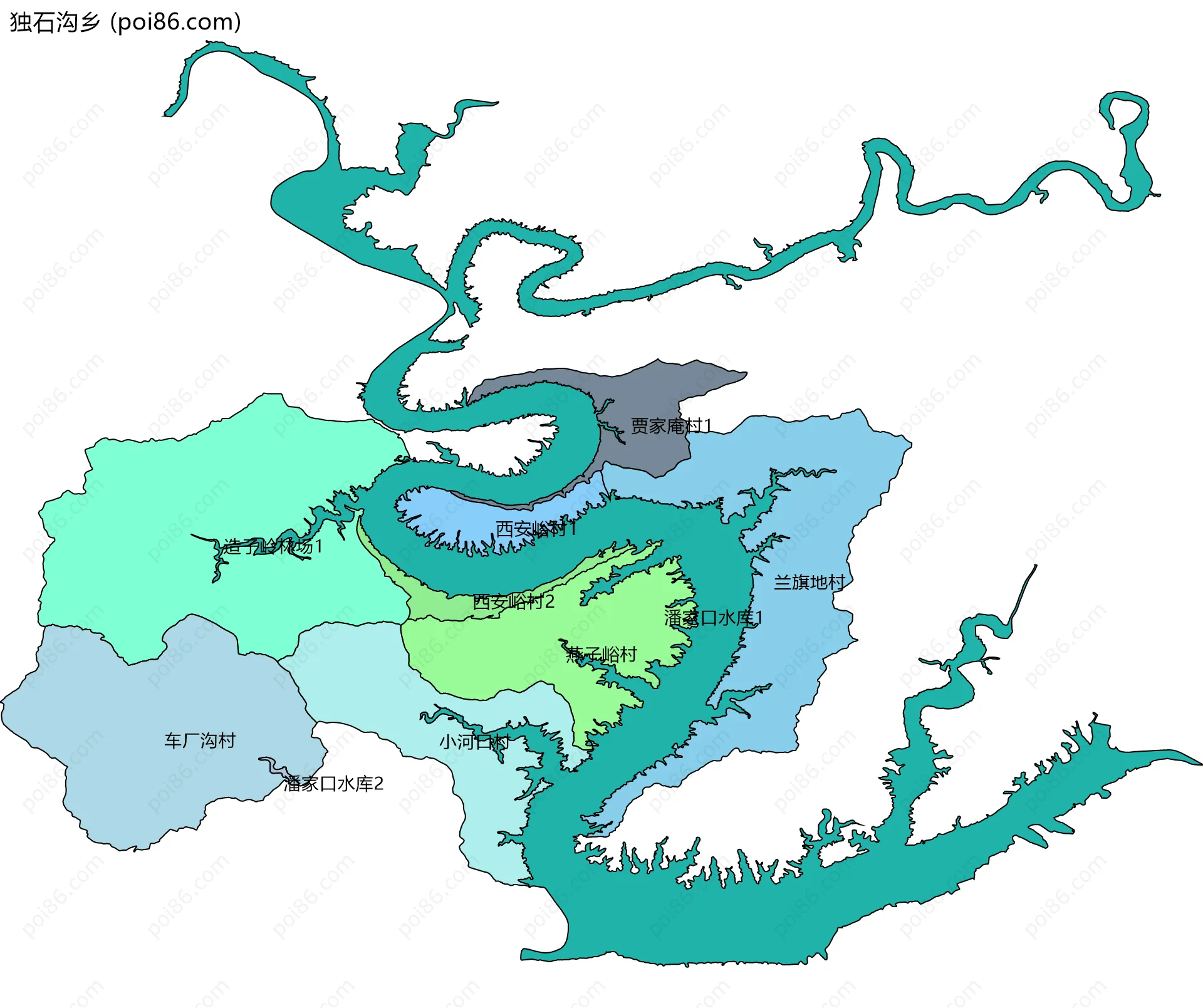 独石沟乡边界地图(五级行政区划)