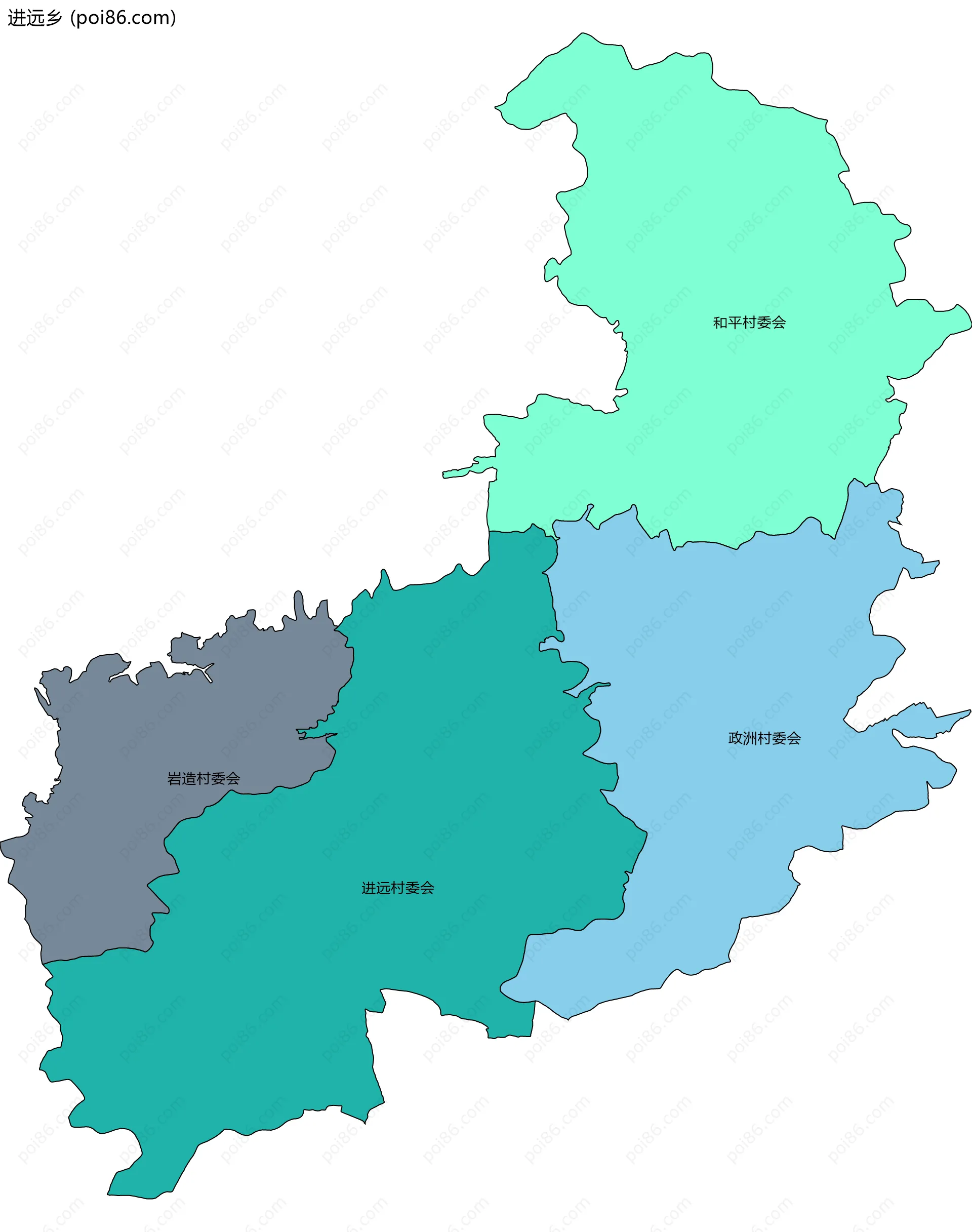 进远乡边界地图(五级行政区划)