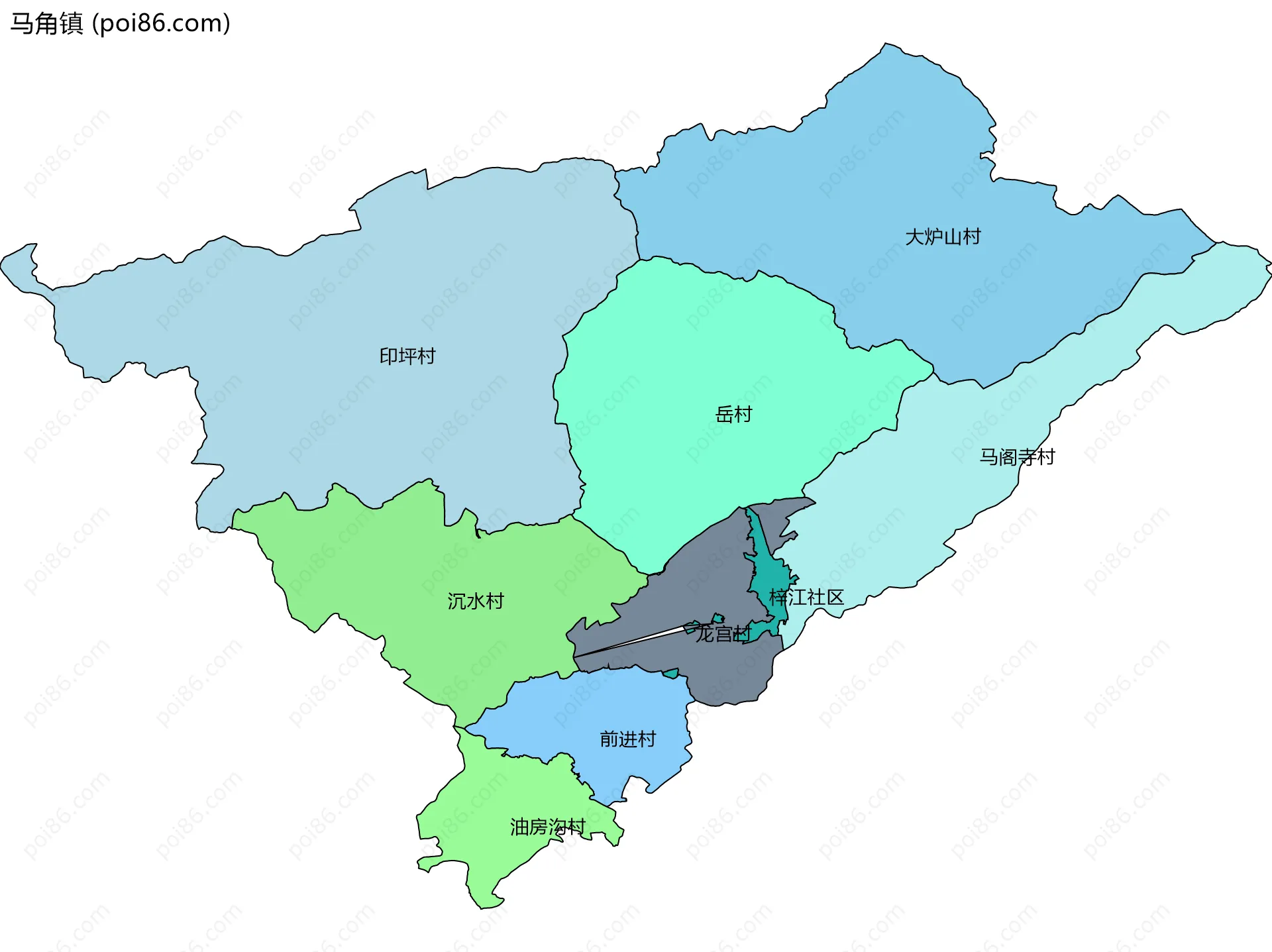 马角镇边界地图(五级行政区划)