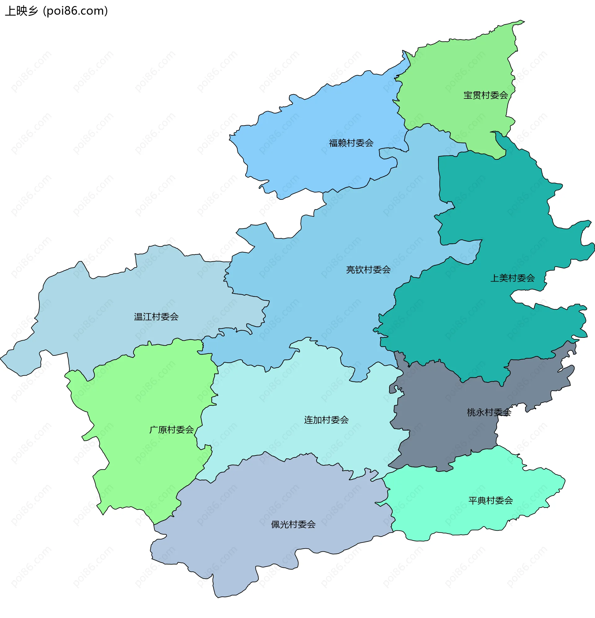 上映乡边界地图(五级行政区划)