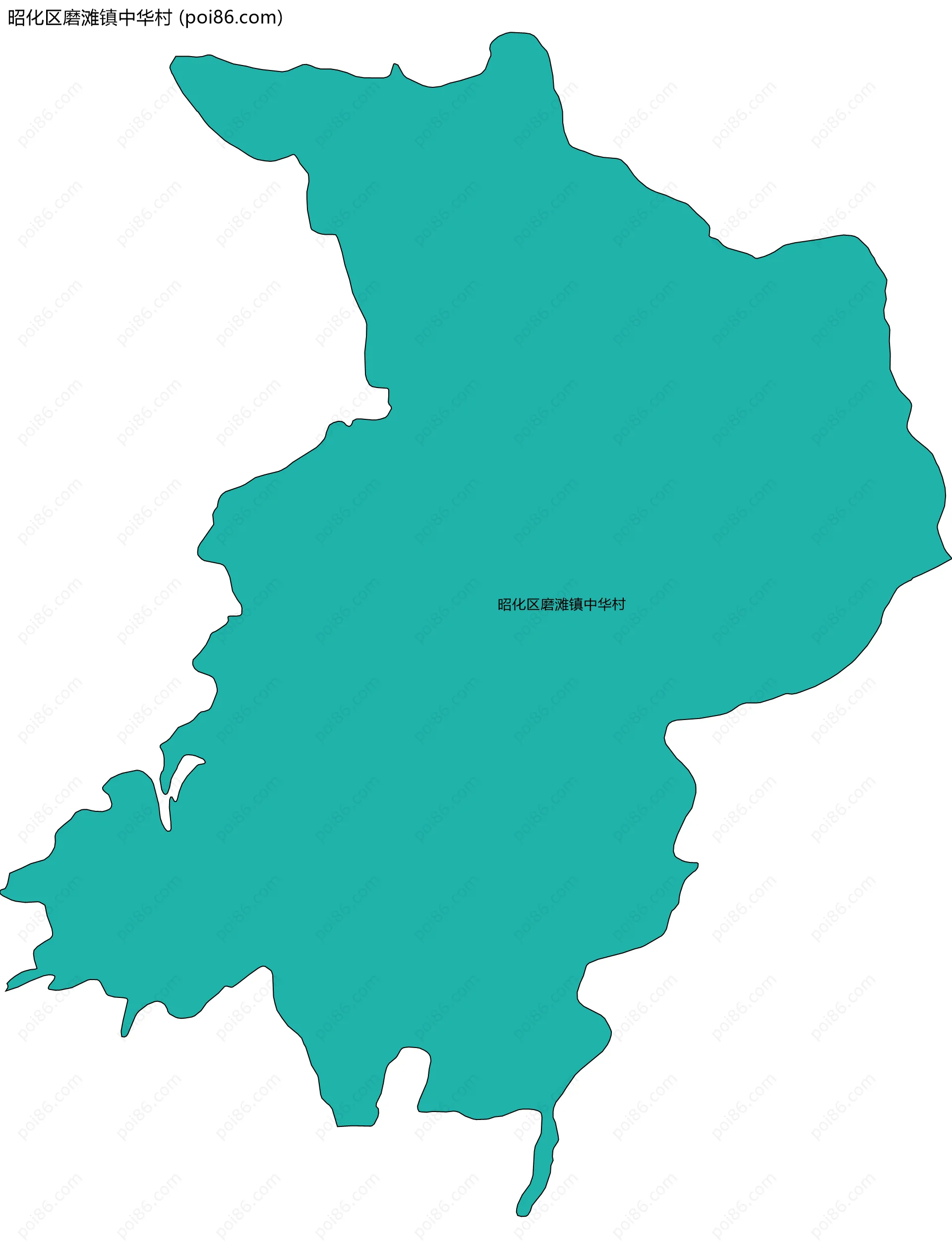 昭化区磨滩镇中华村边界地图