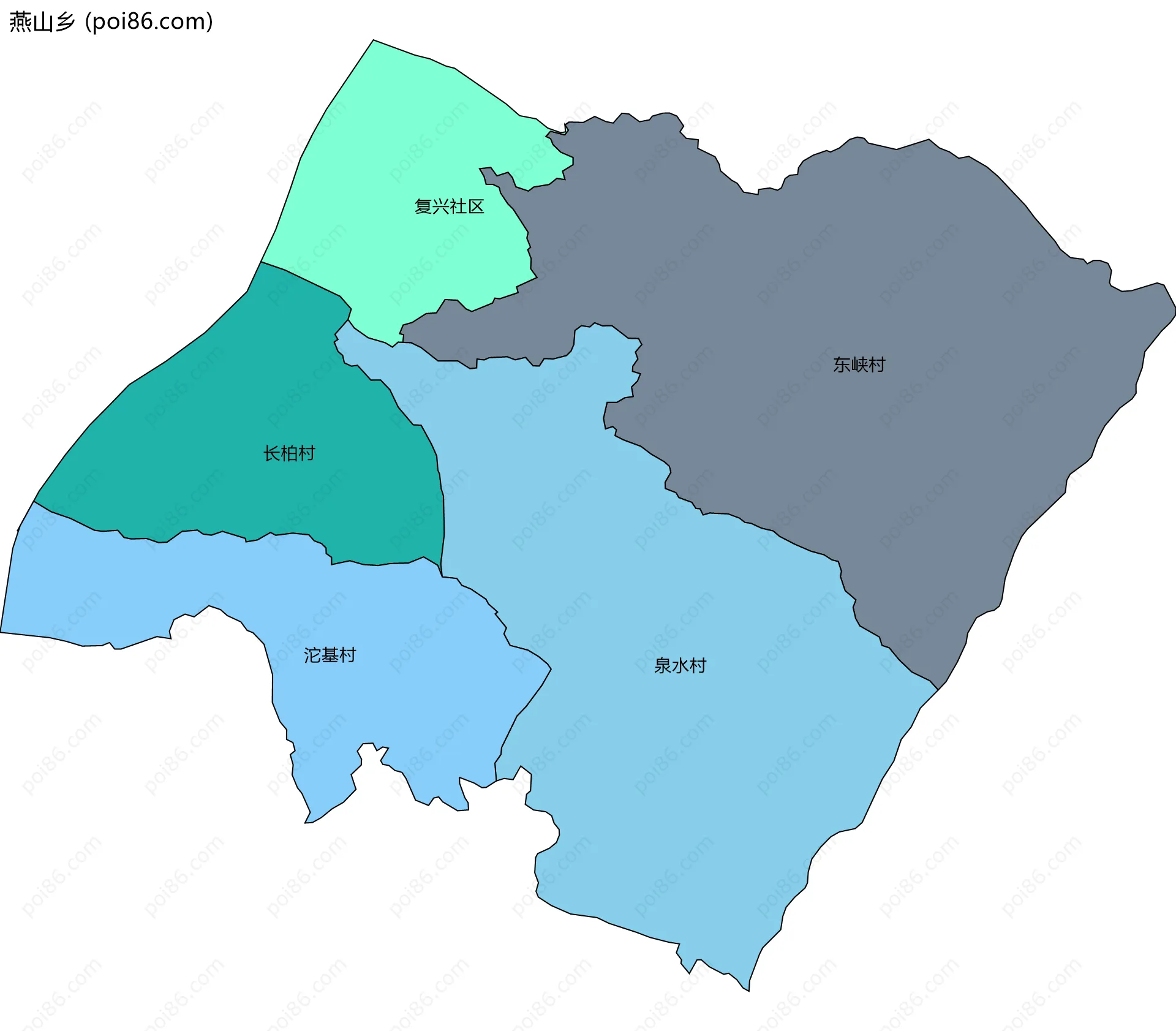 燕山乡边界地图(五级行政区划)