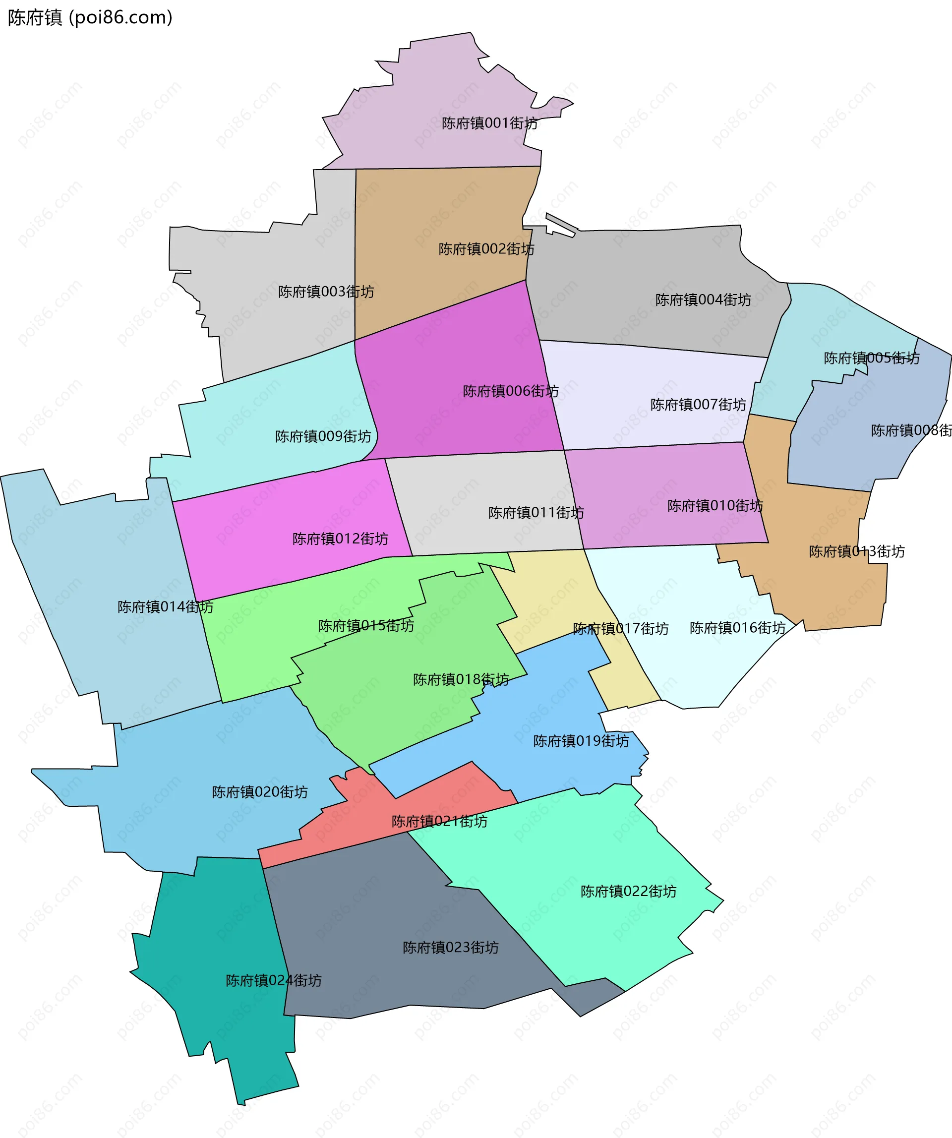 陈府镇边界地图(五级行政区划)