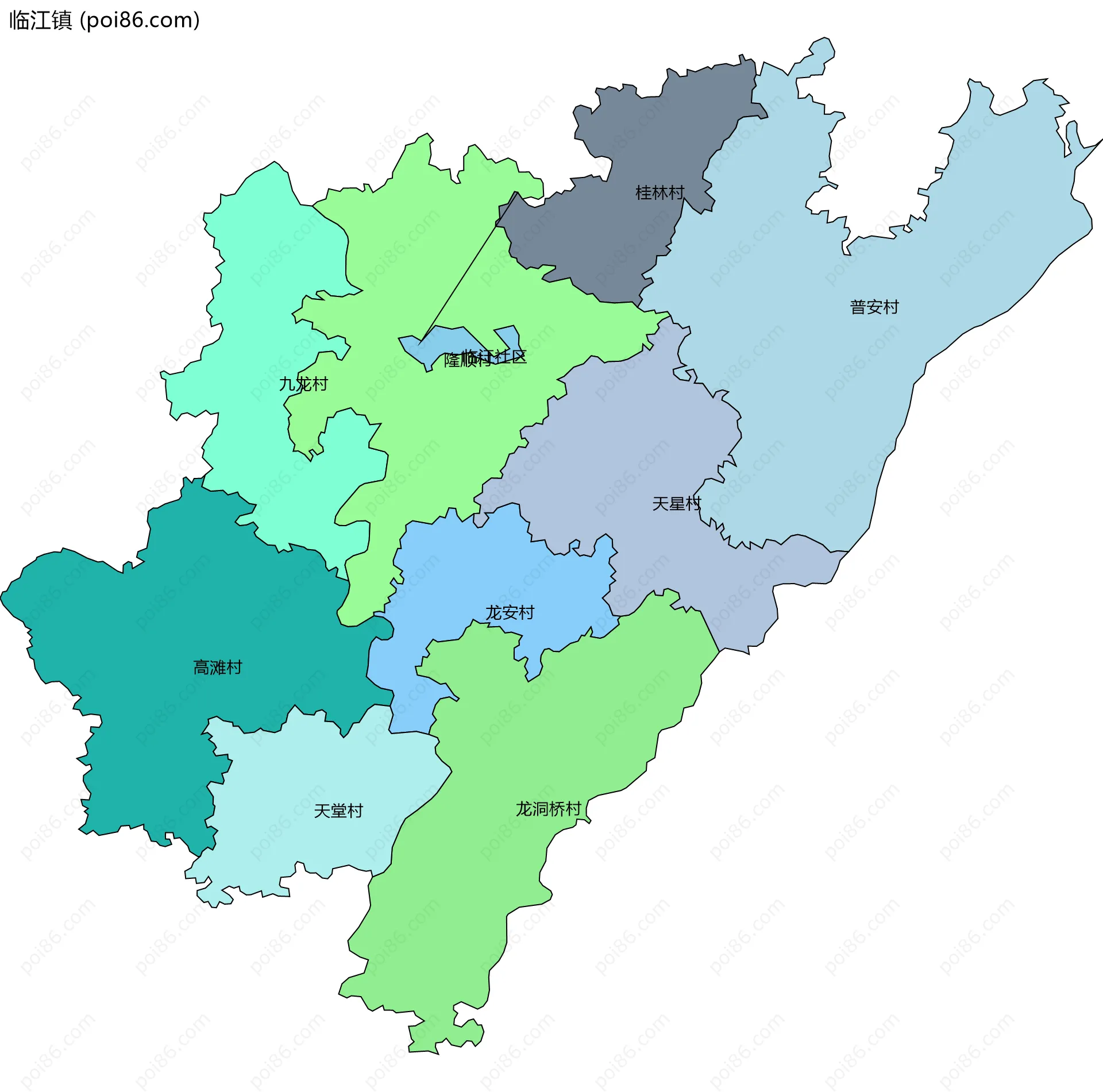 临江镇边界地图(五级行政区划)