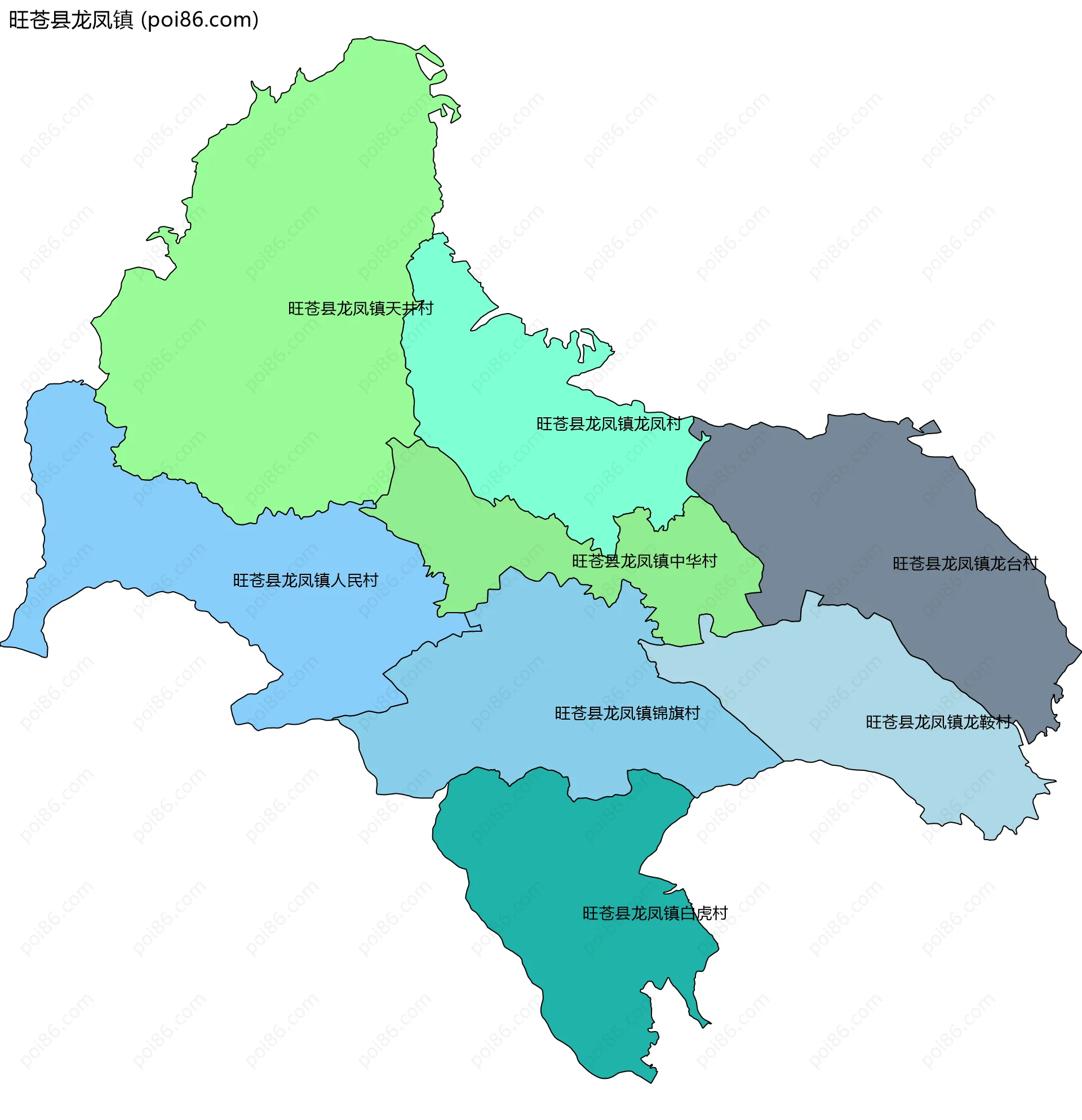 旺苍县龙凤镇边界地图(五级行政区划)