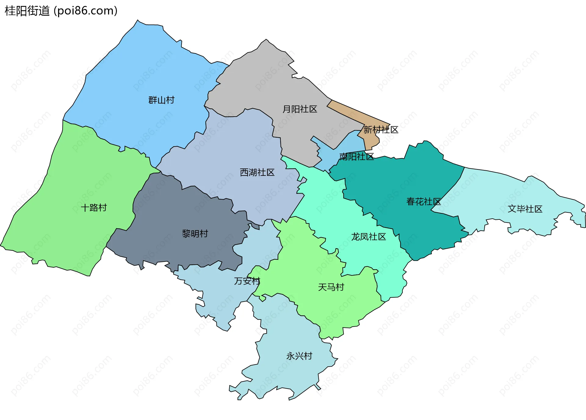 桂阳街道边界地图(五级行政区划)