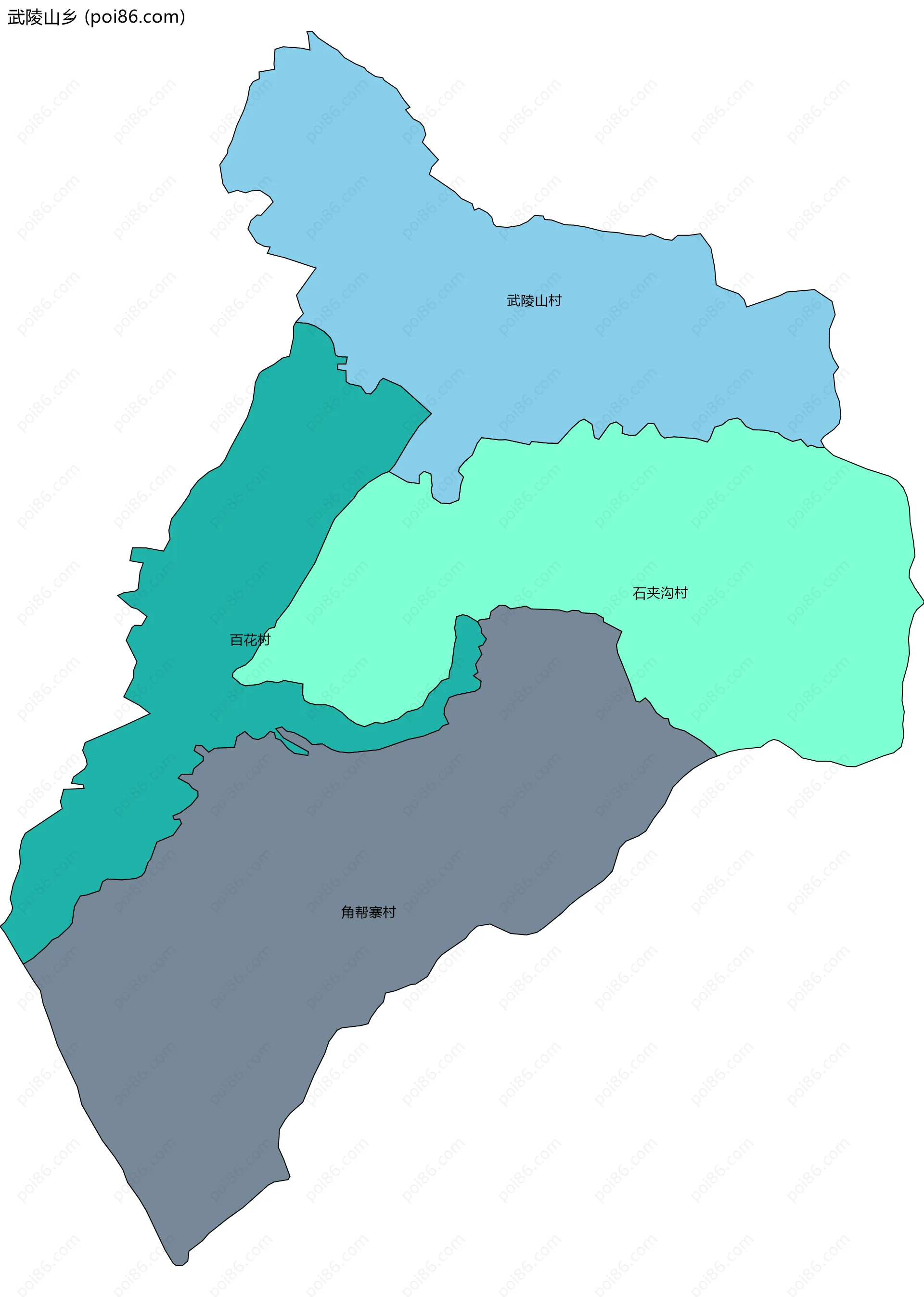 武陵山乡边界地图(五级行政区划)