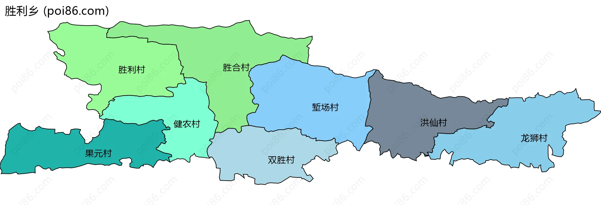胜利乡边界地图(五级行政区划)