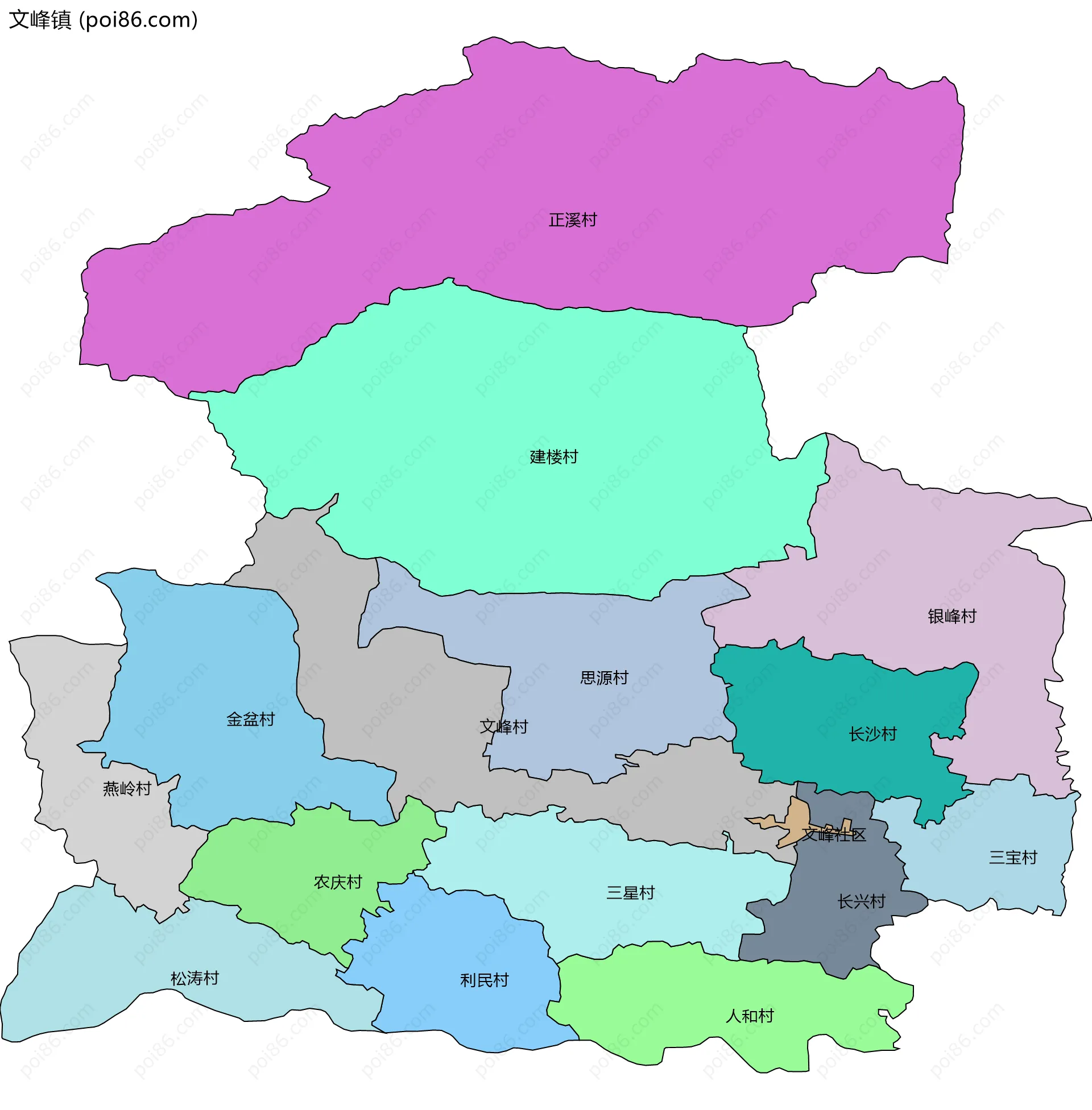 文峰镇边界地图(五级行政区划)