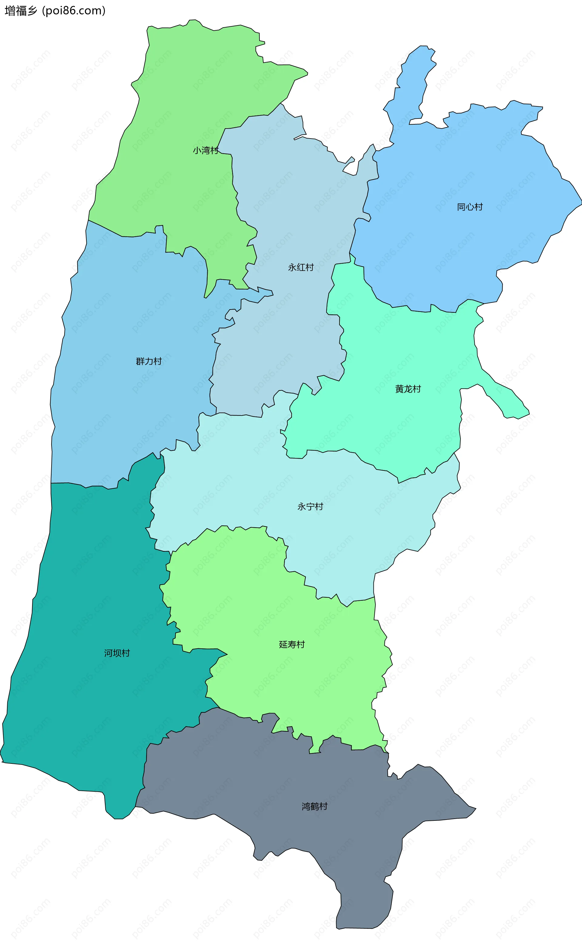 增福乡边界地图(五级行政区划)