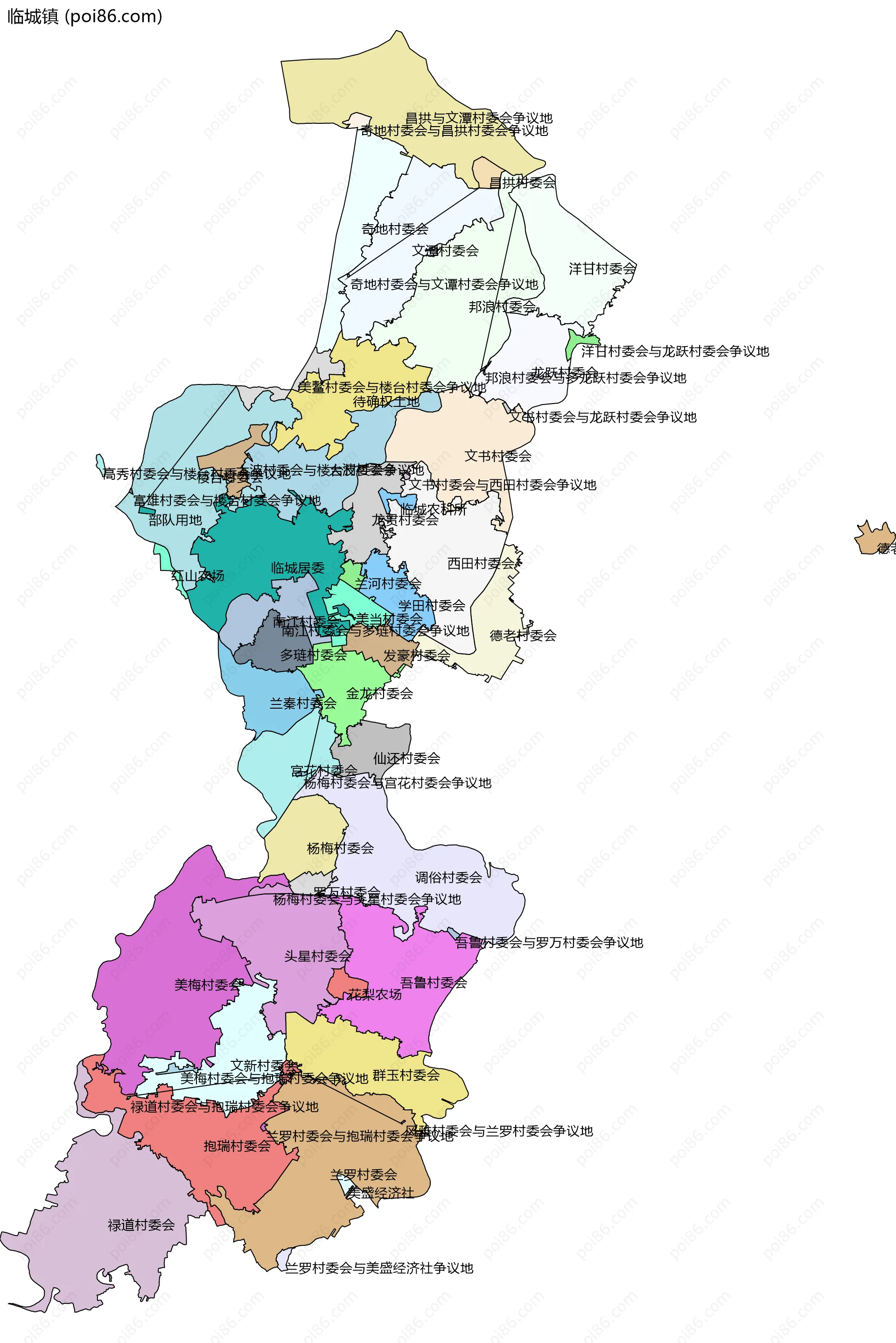 临城镇边界地图(五级行政区划)