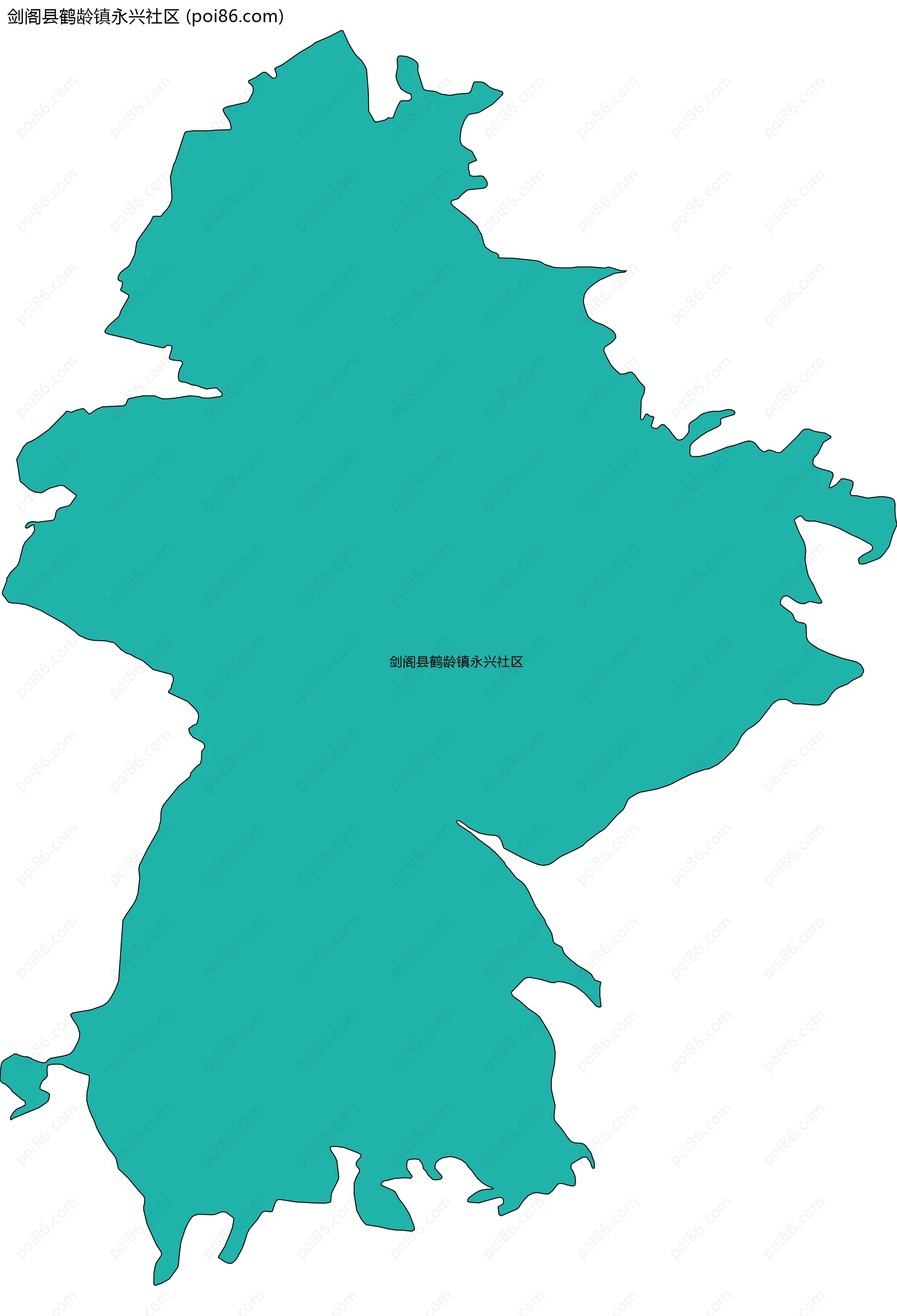 剑阁县鹤龄镇永兴社区边界地图