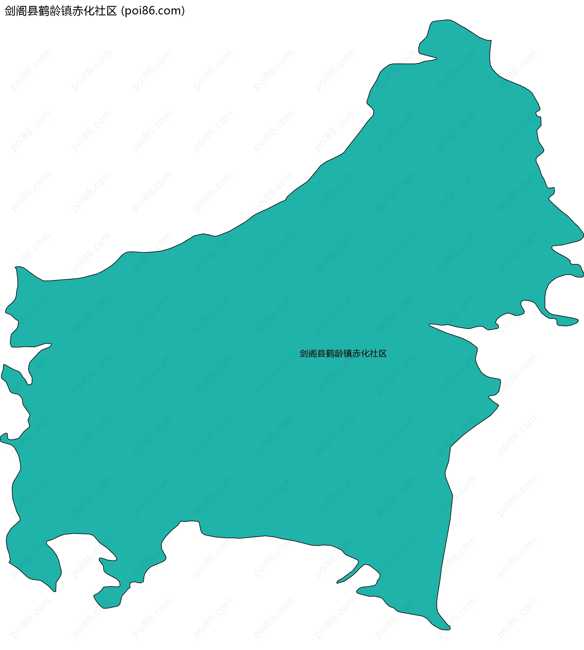 剑阁县鹤龄镇赤化社区边界地图