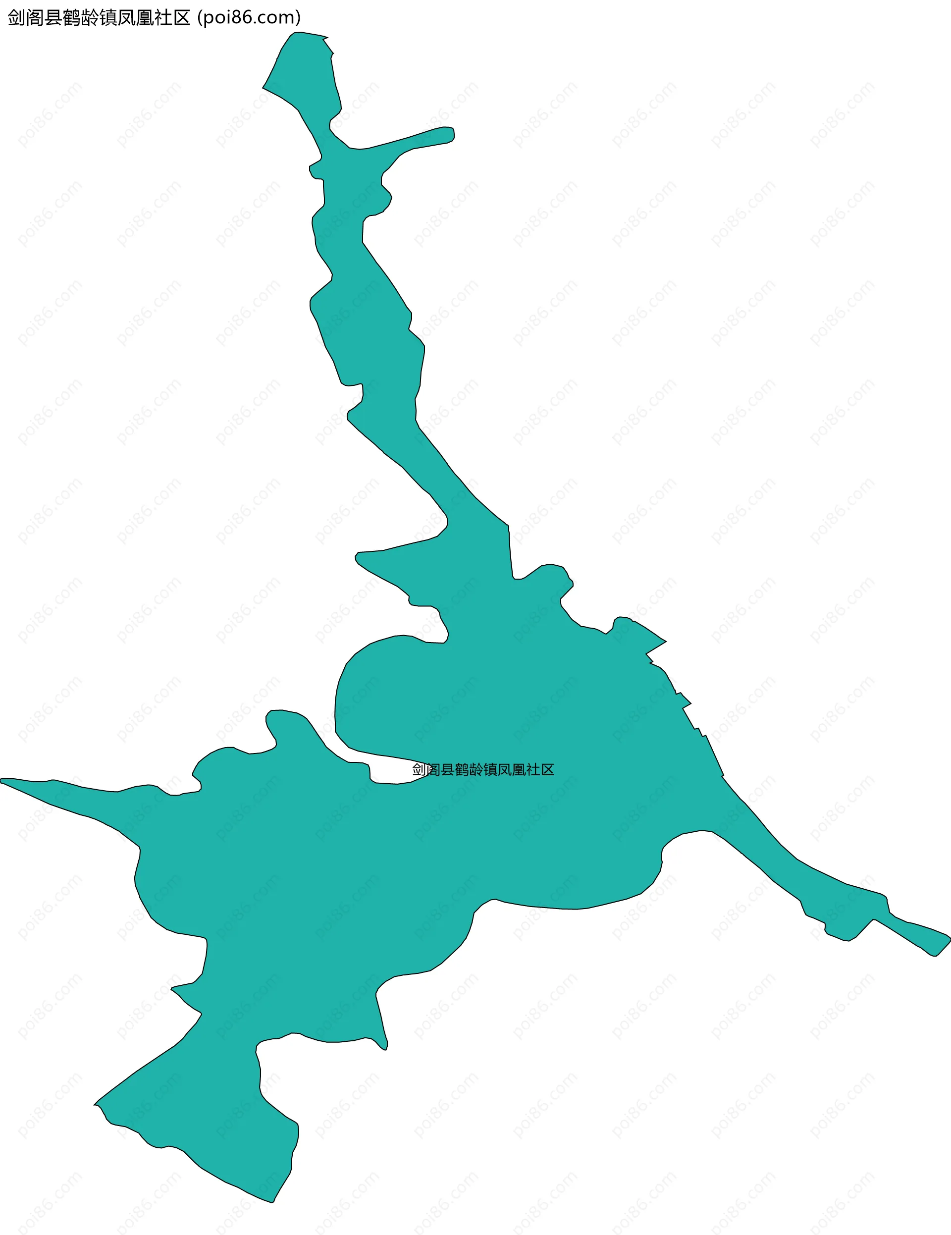 剑阁县鹤龄镇凤凰社区边界地图
