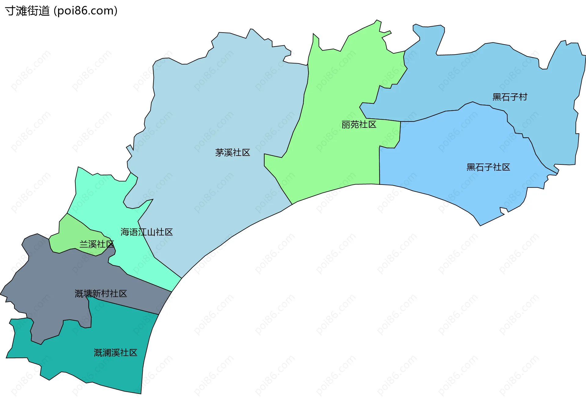 寸滩街道边界地图(五级行政区划)