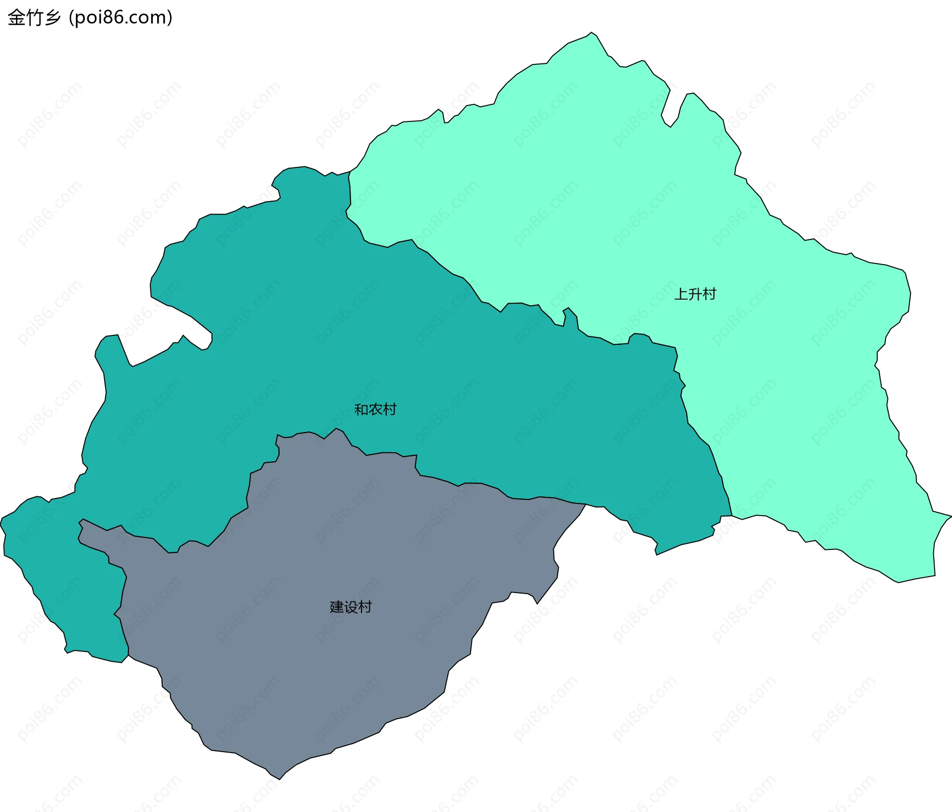 金竹乡边界地图(五级行政区划)