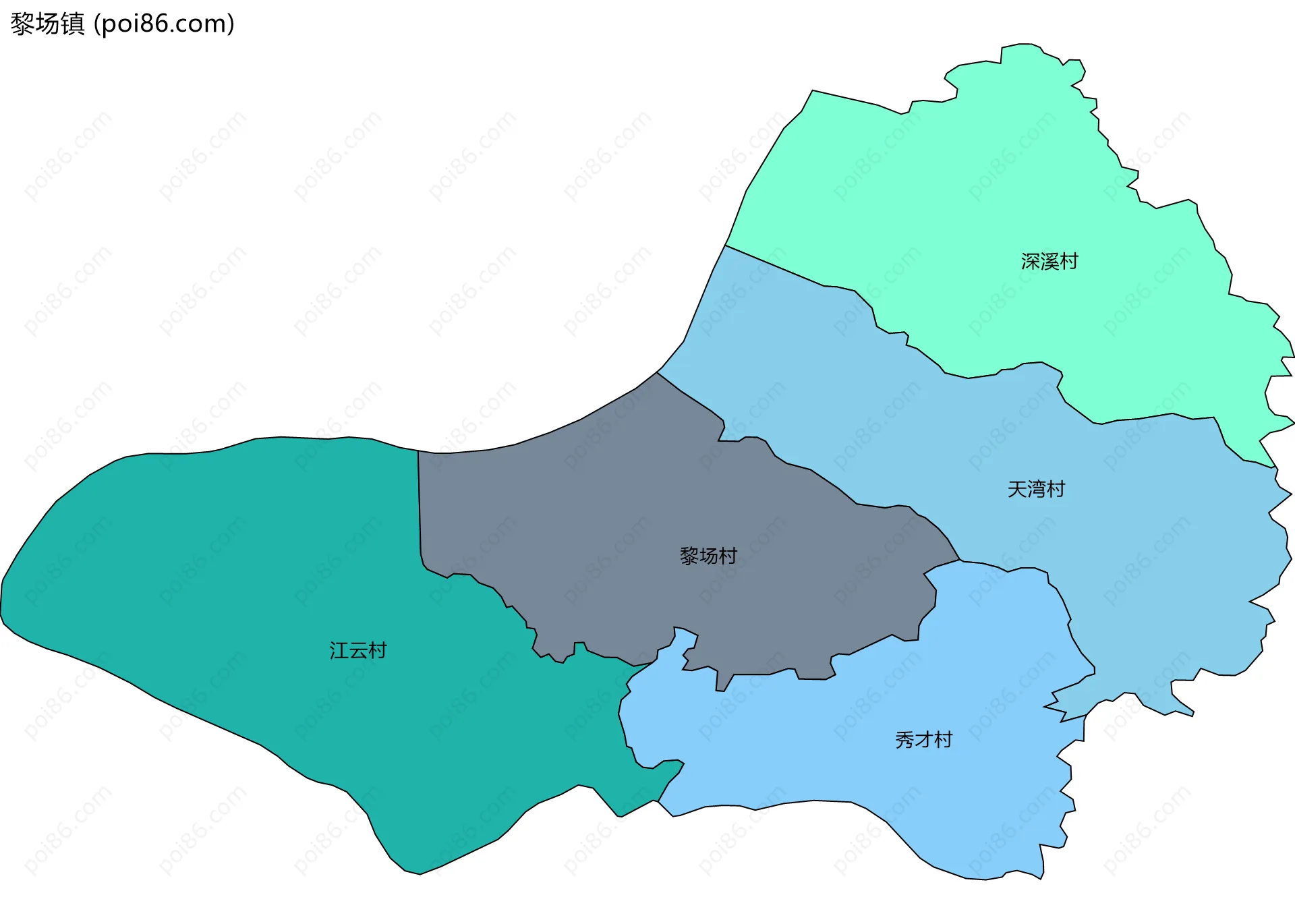 黎场镇边界地图(五级行政区划)