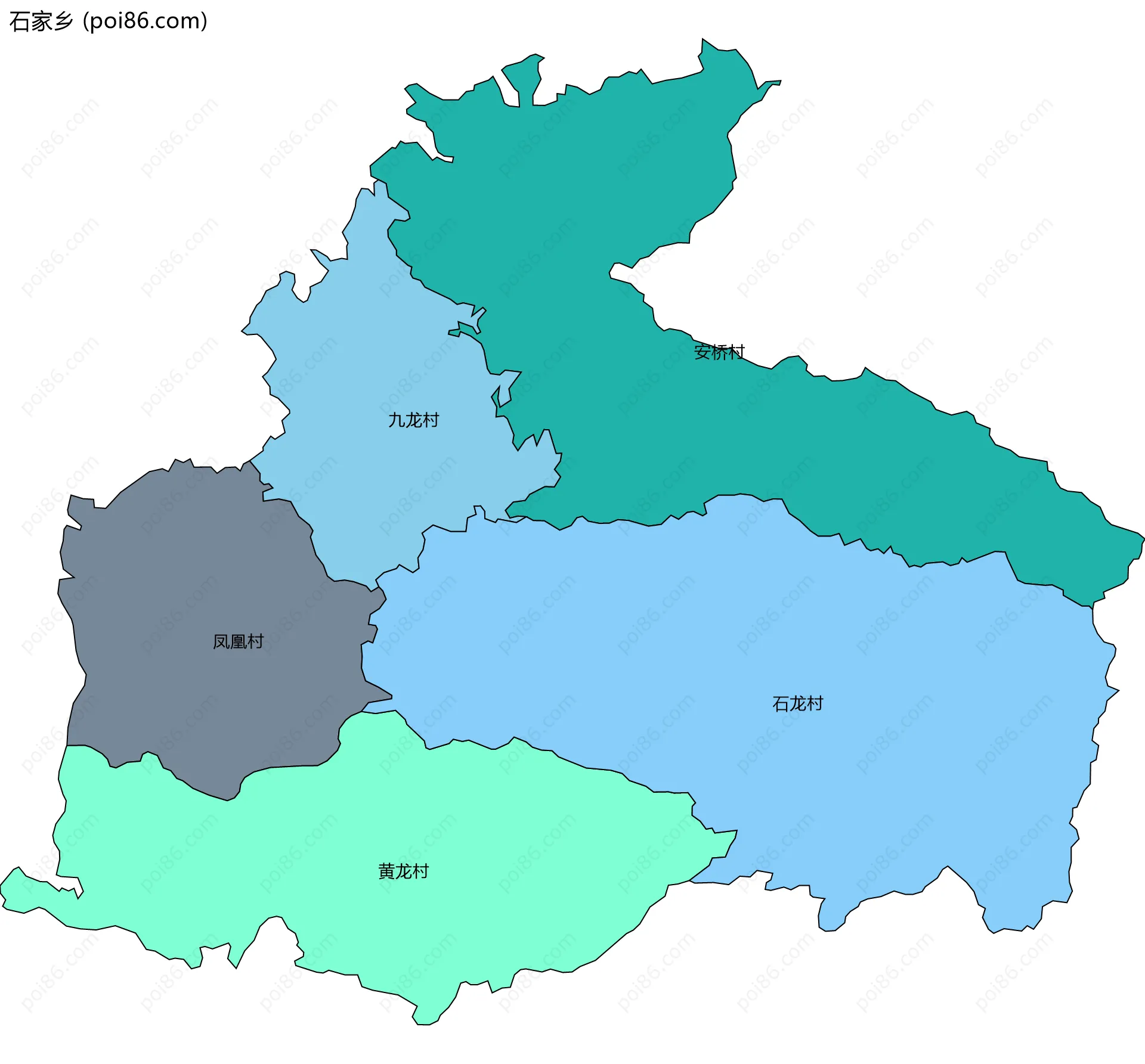 石家乡边界地图(五级行政区划)