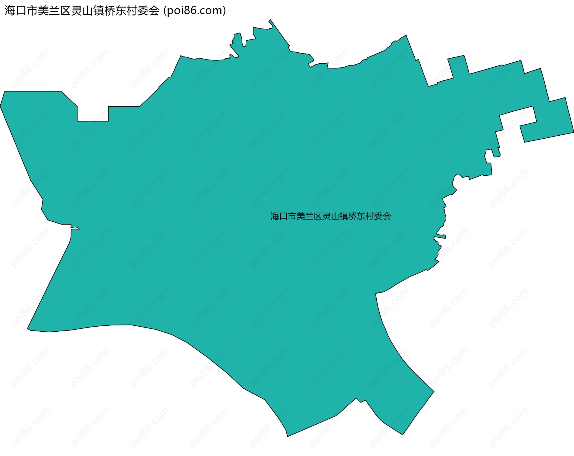 海口市美兰区灵山镇桥东村委会边界地图