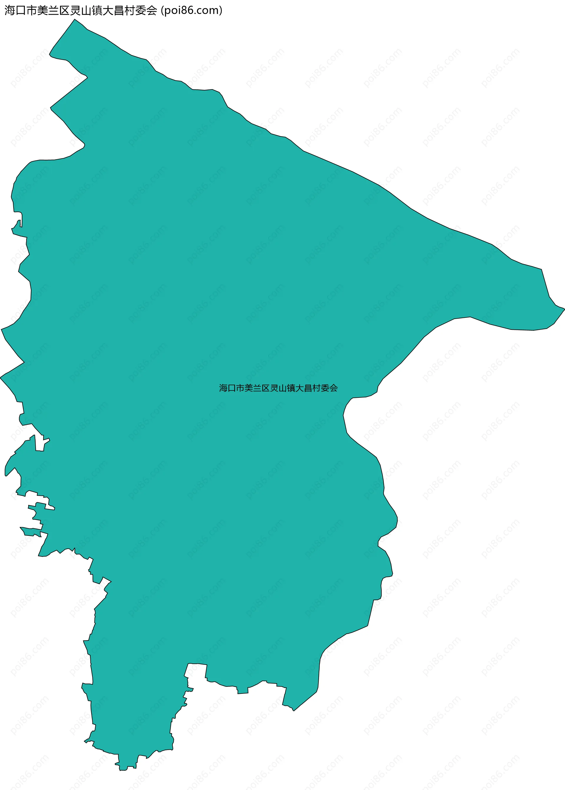 海口市美兰区灵山镇大昌村委会边界地图