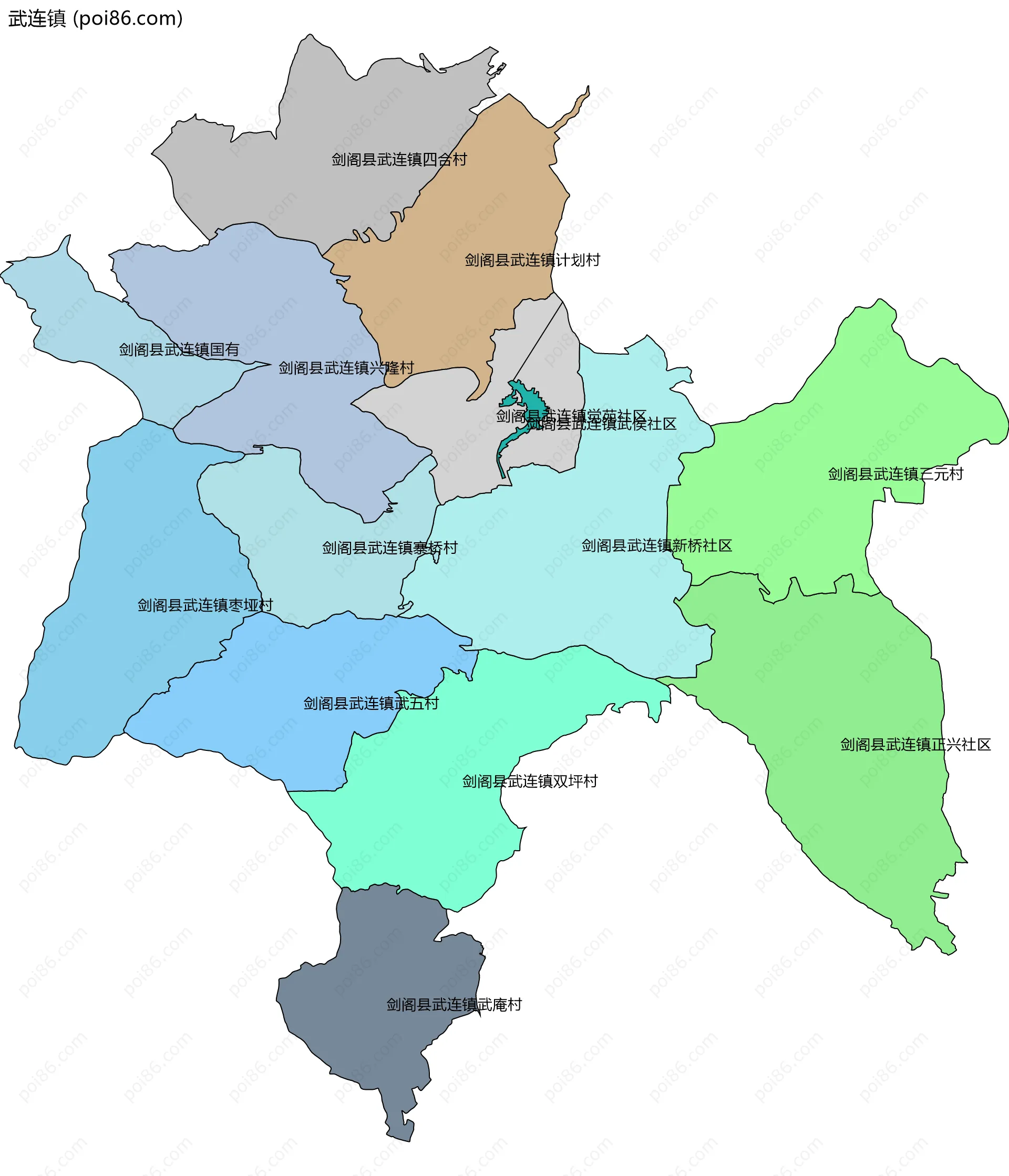 武连镇边界地图(五级行政区划)