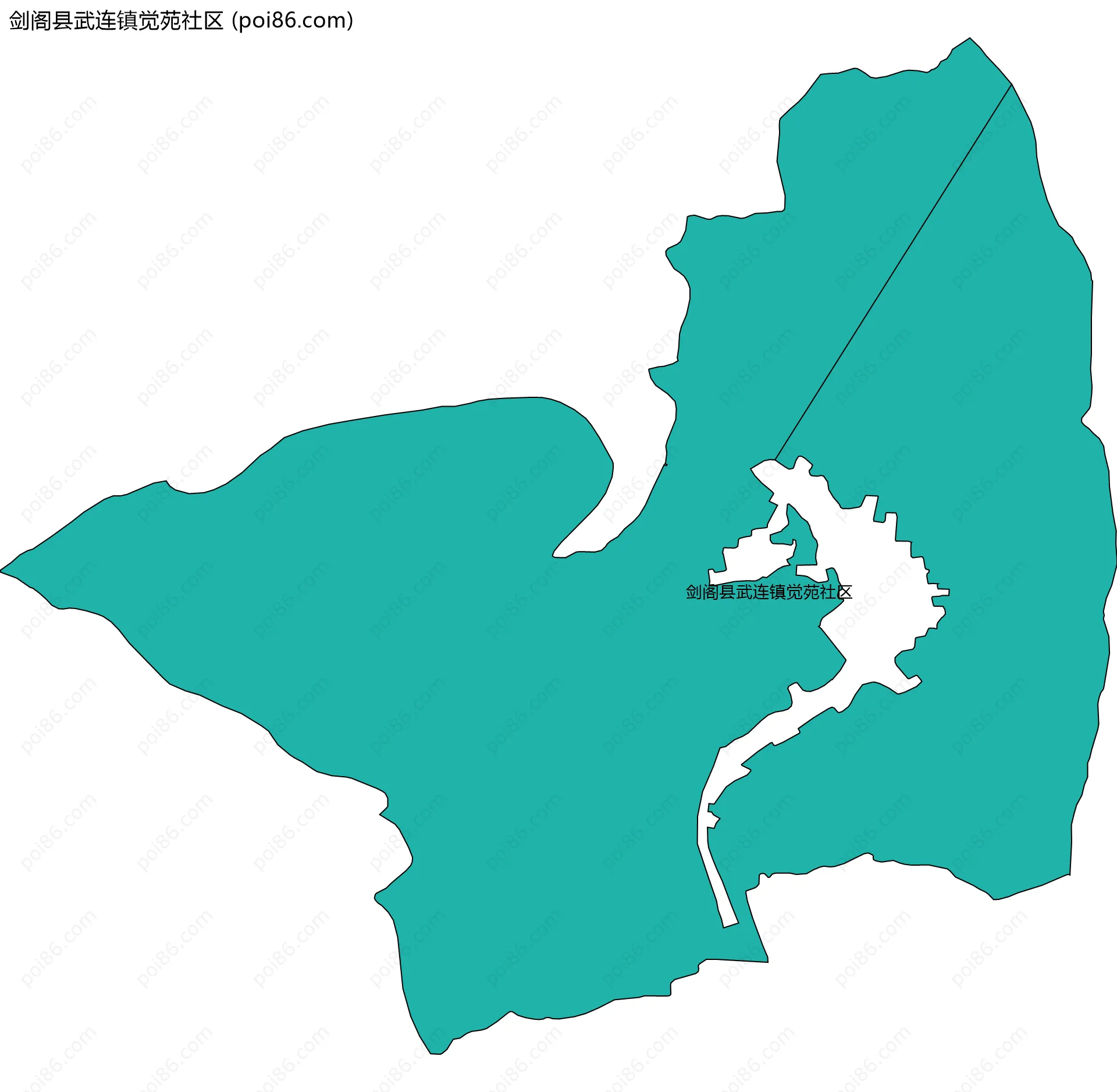 剑阁县武连镇觉苑社区边界地图